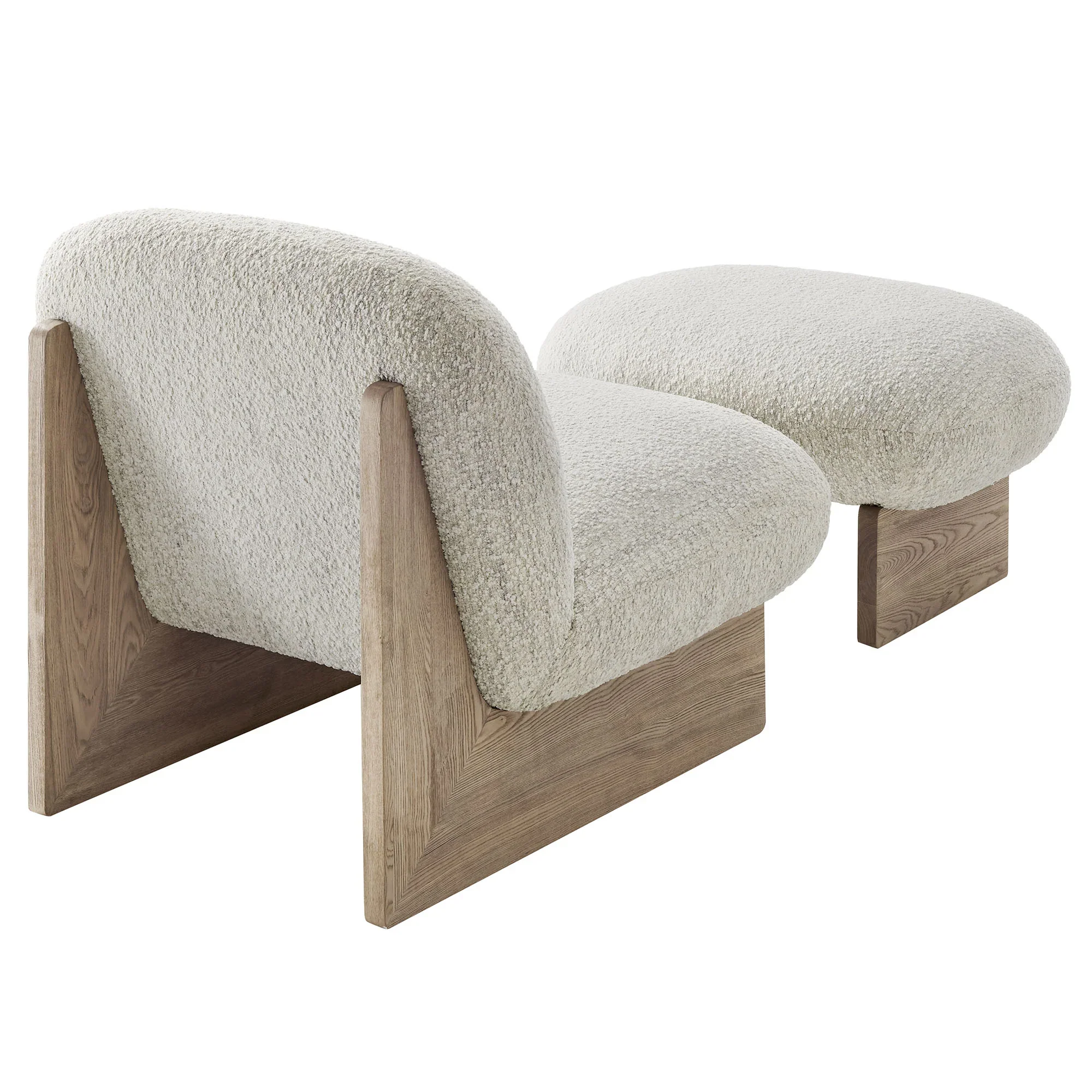 Loyal Boucle Fabric Accent Chair and Ottoman Set - Image 4