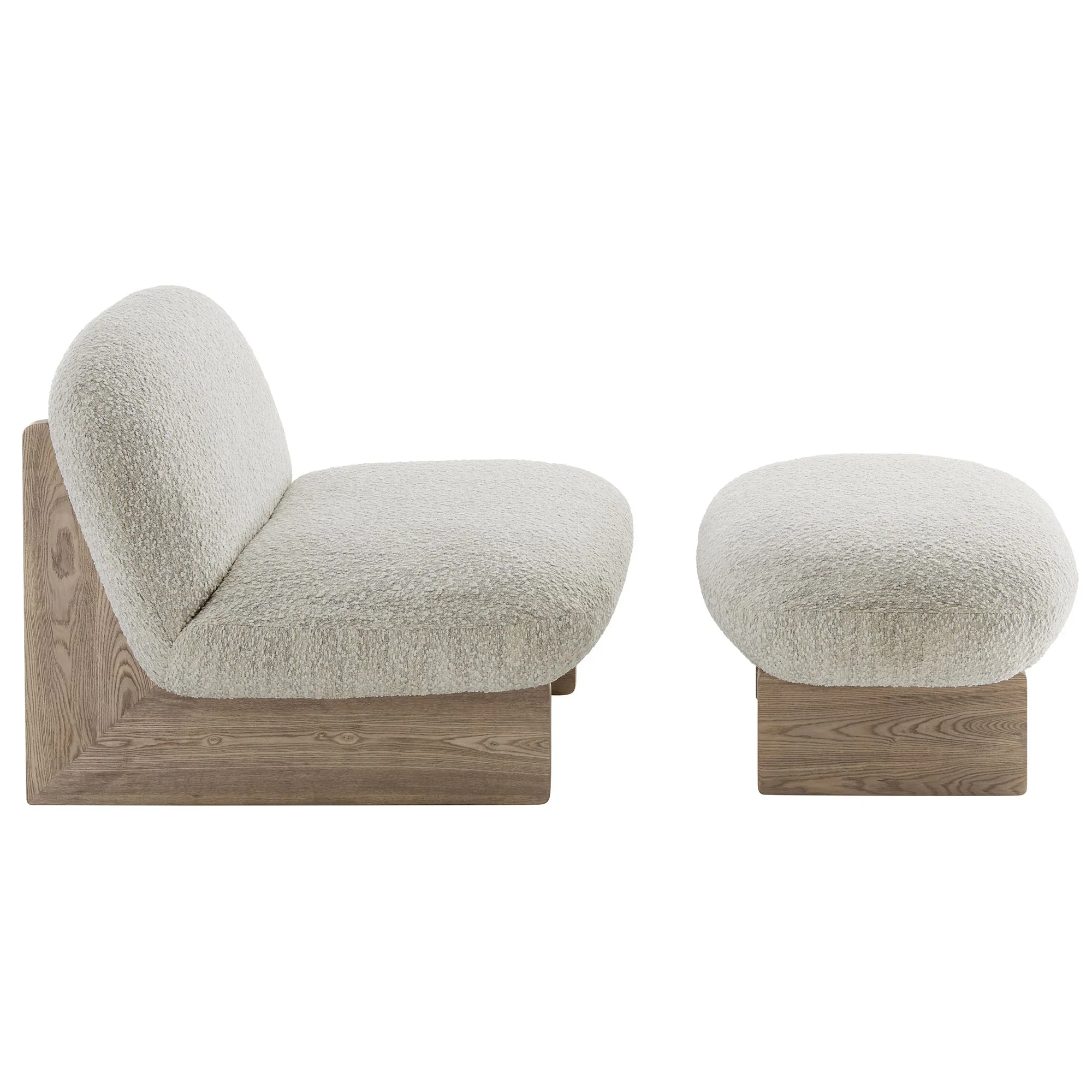 Loyal Boucle Fabric Accent Chair and Ottoman Set - Image 5
