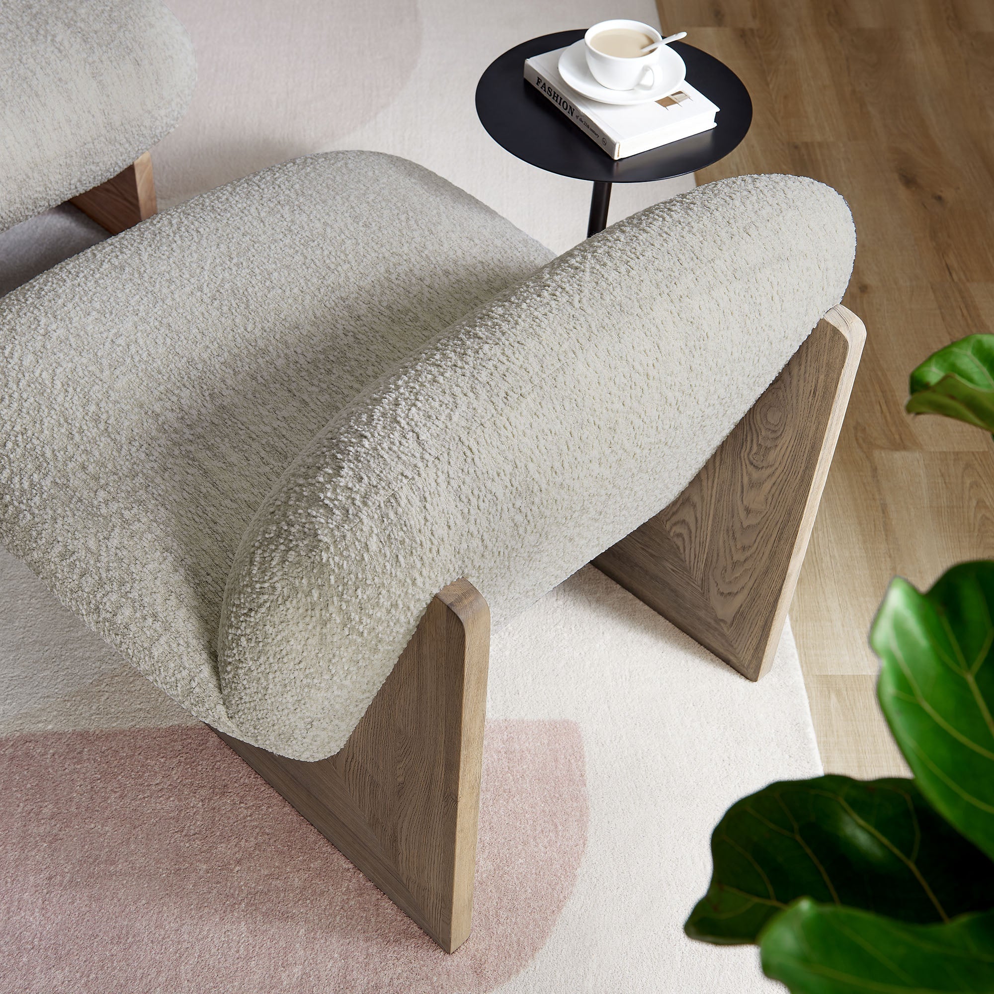 Loyal Boucle Fabric Accent Chair and Ottoman Set - Image 8
