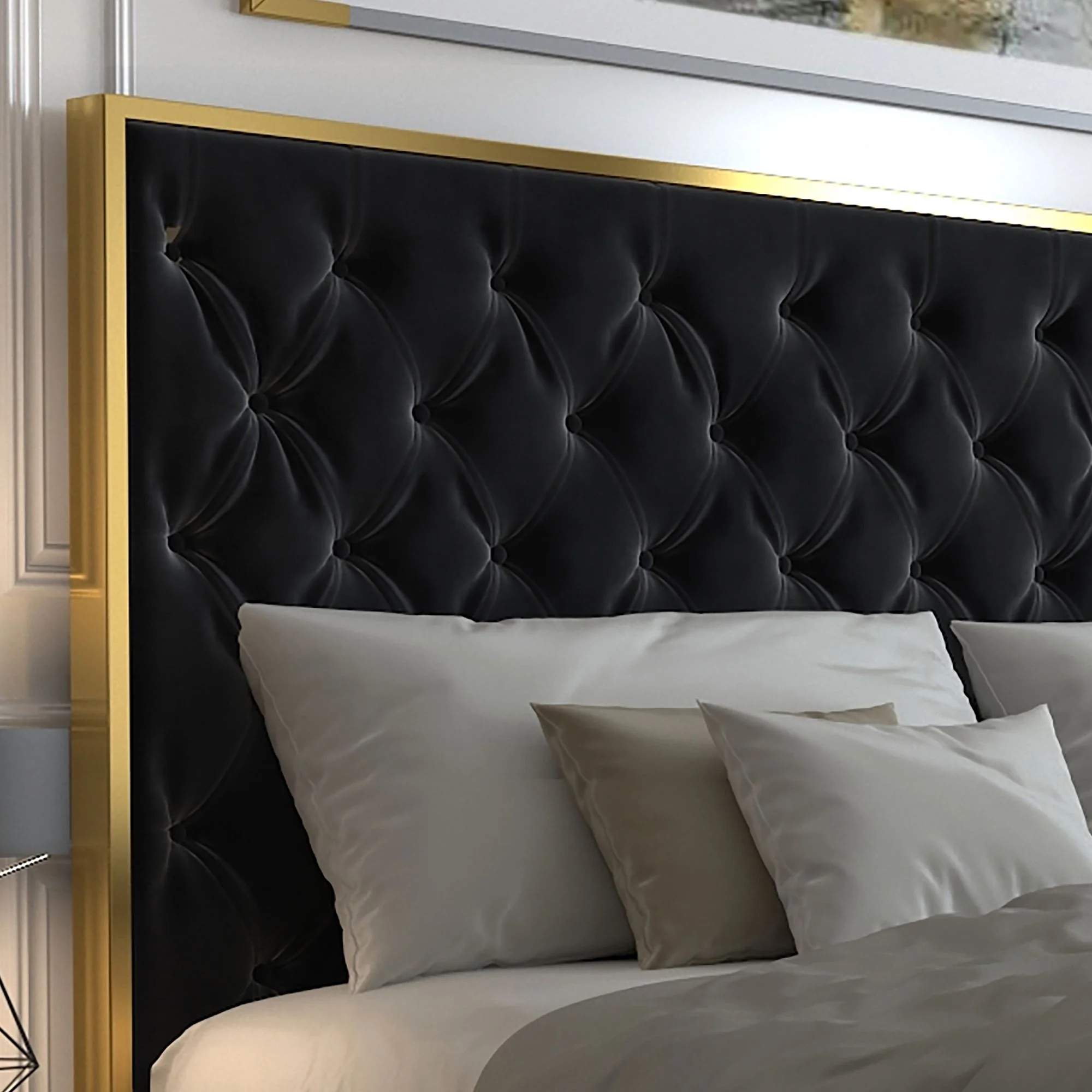 Lucille 60" Queen Bed in Black and Gold - Image 7