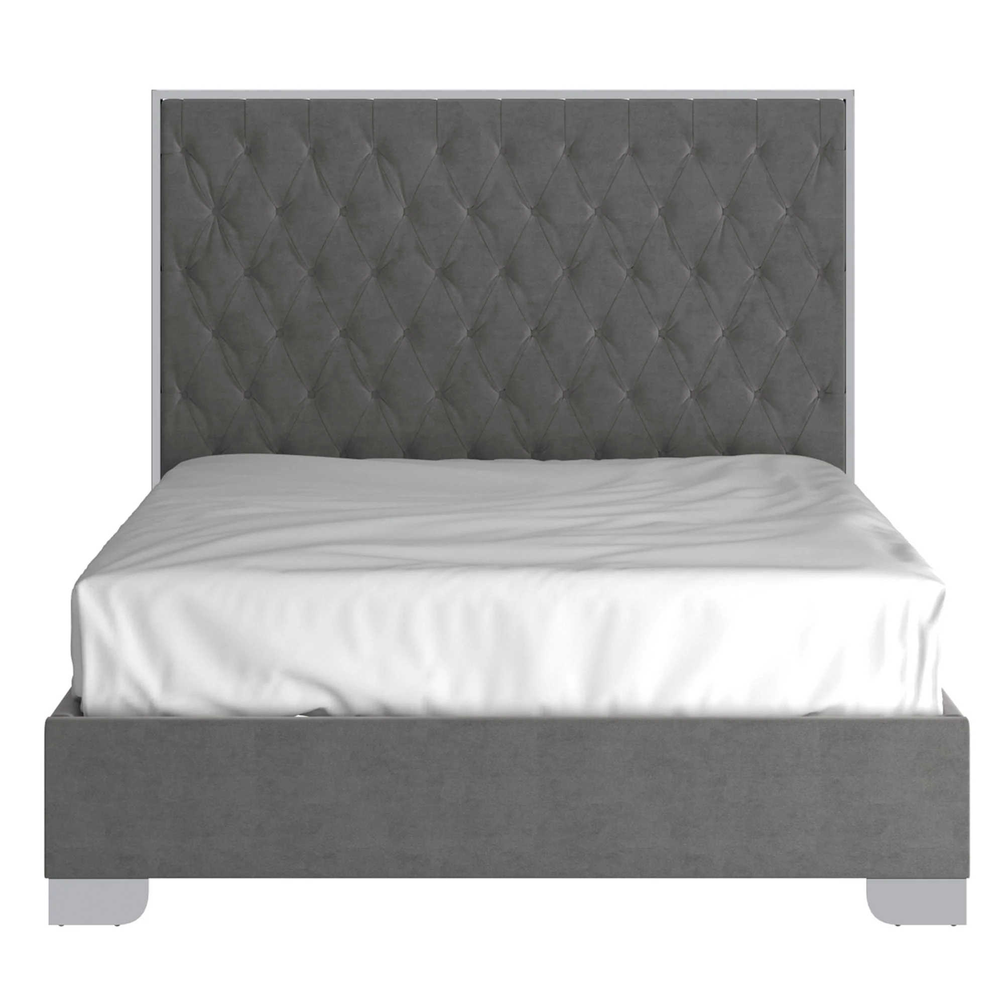 Lucille 60" Queen Bed in Grey and Silver - Image 4