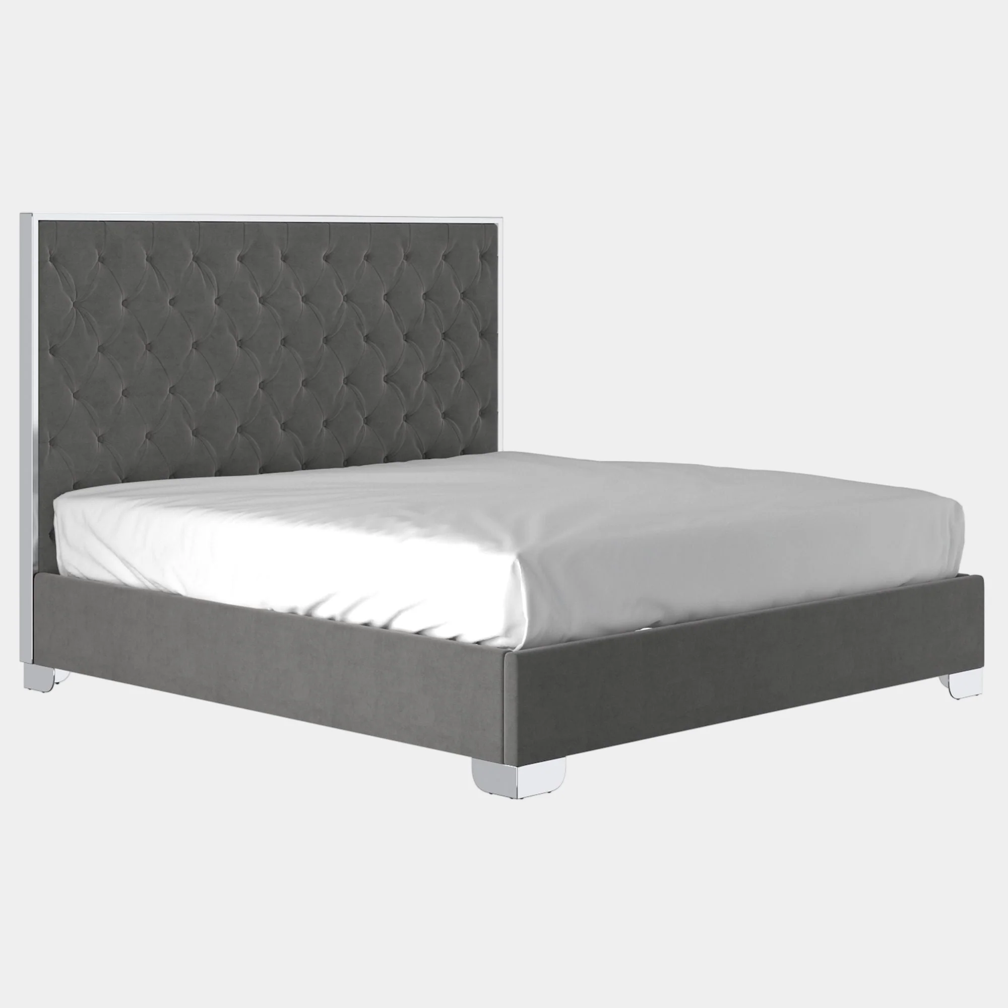 Lucille 78" King Bed in Grey and Silver