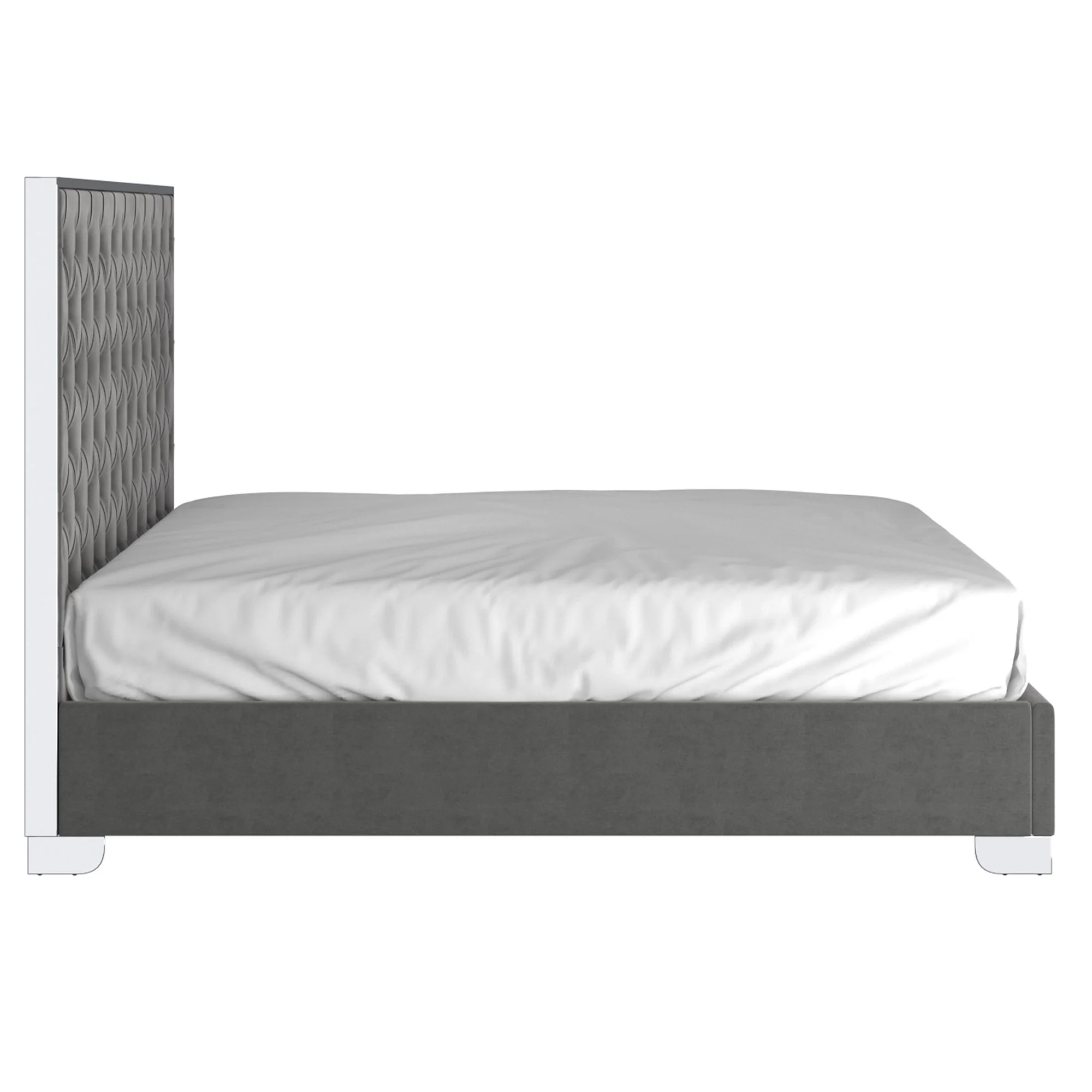 Lucille 78" King Bed in Grey and Silver - Image 3
