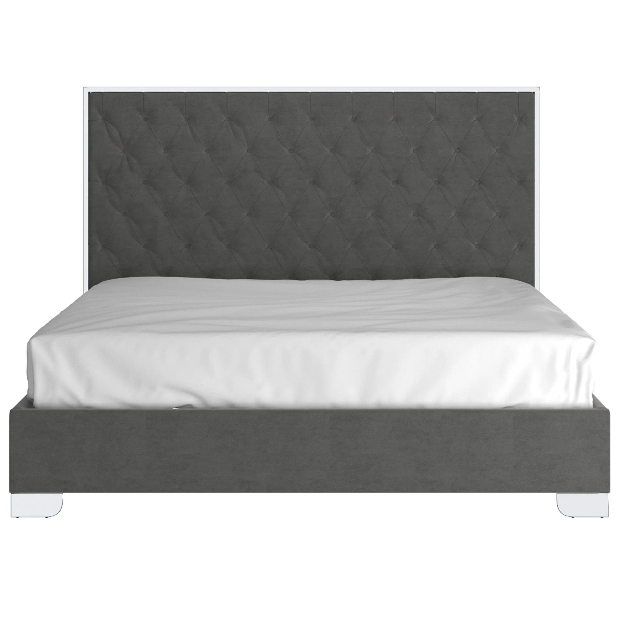 Lucille 78" King Bed in Grey and Silver - Image 4