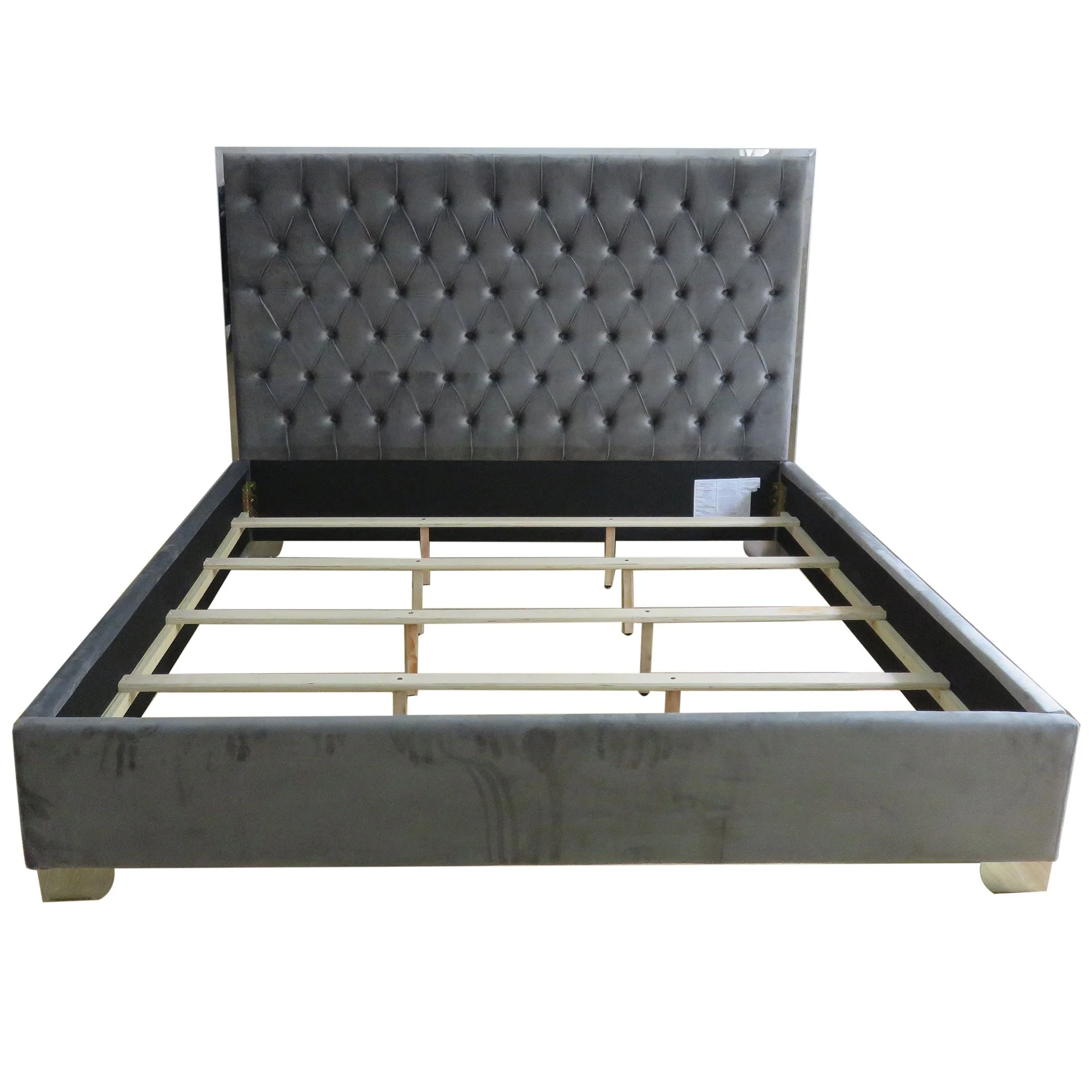 Lucille 78" King Bed in Grey and Silver - Image 6