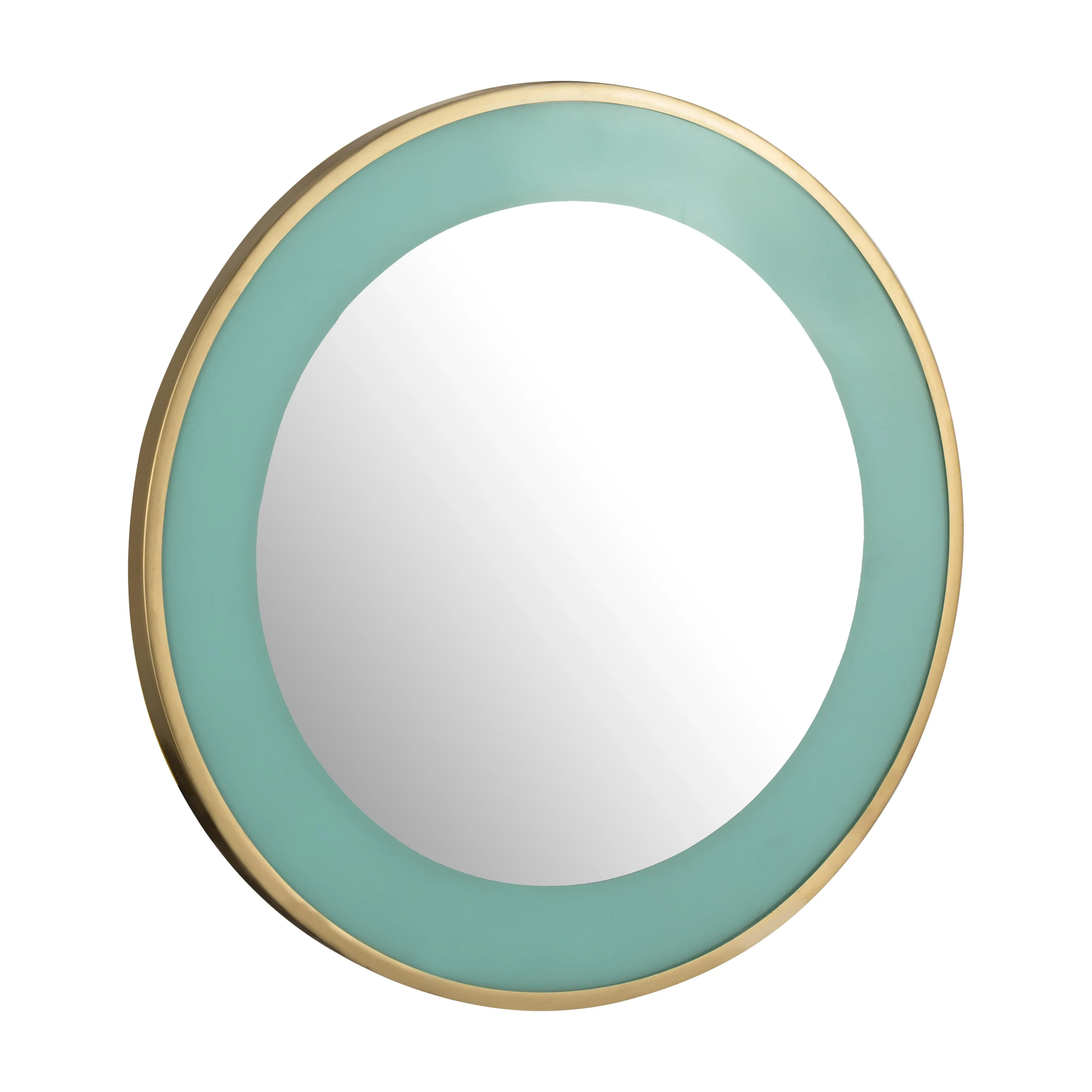 Lucille 24" Turquoise and Brass Round Wall Mirror - Image 3