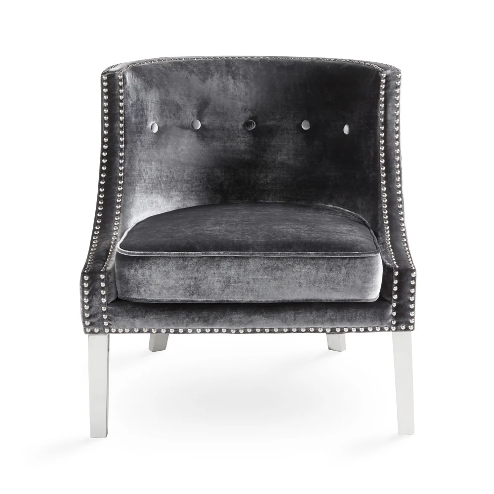 Lucy Accent Chair - Charcoal Velvet - Image 4