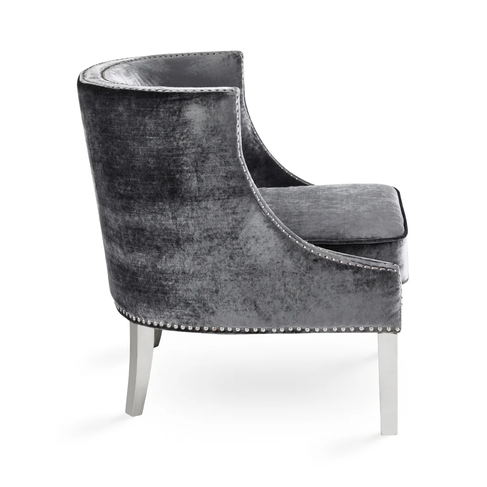 Lucy Accent Chair - Charcoal Velvet - Image 5