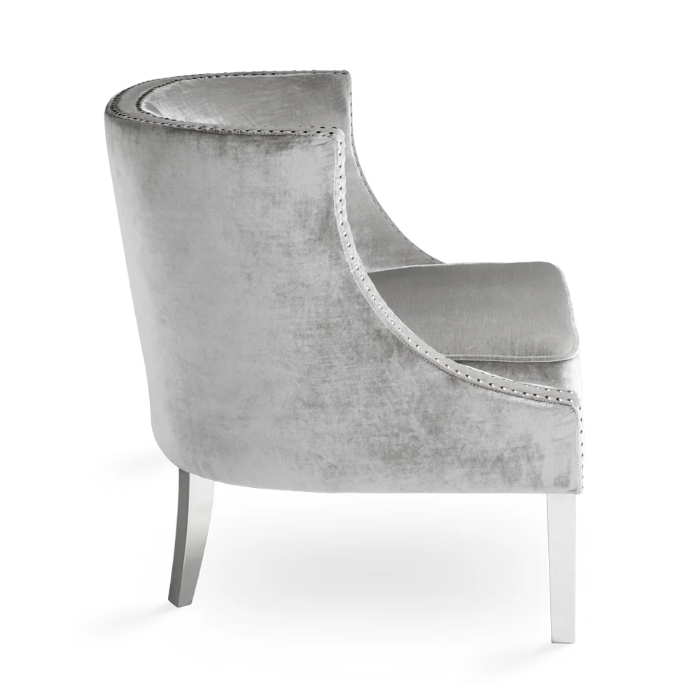 Lucy Accent Chair Grey Velvet - Image 3
