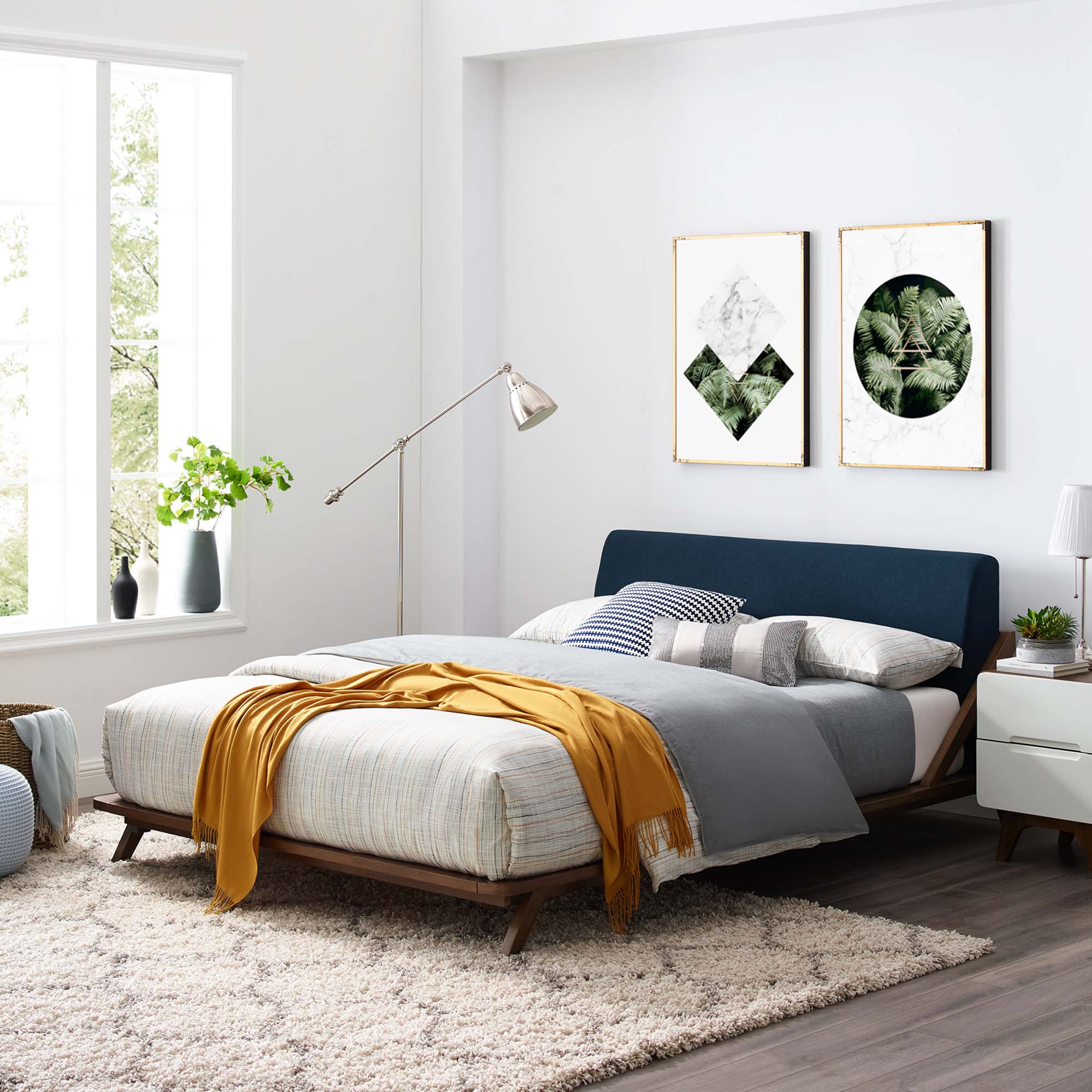 Luella Upholstered Fabric Queen Platform Bed - Image 12