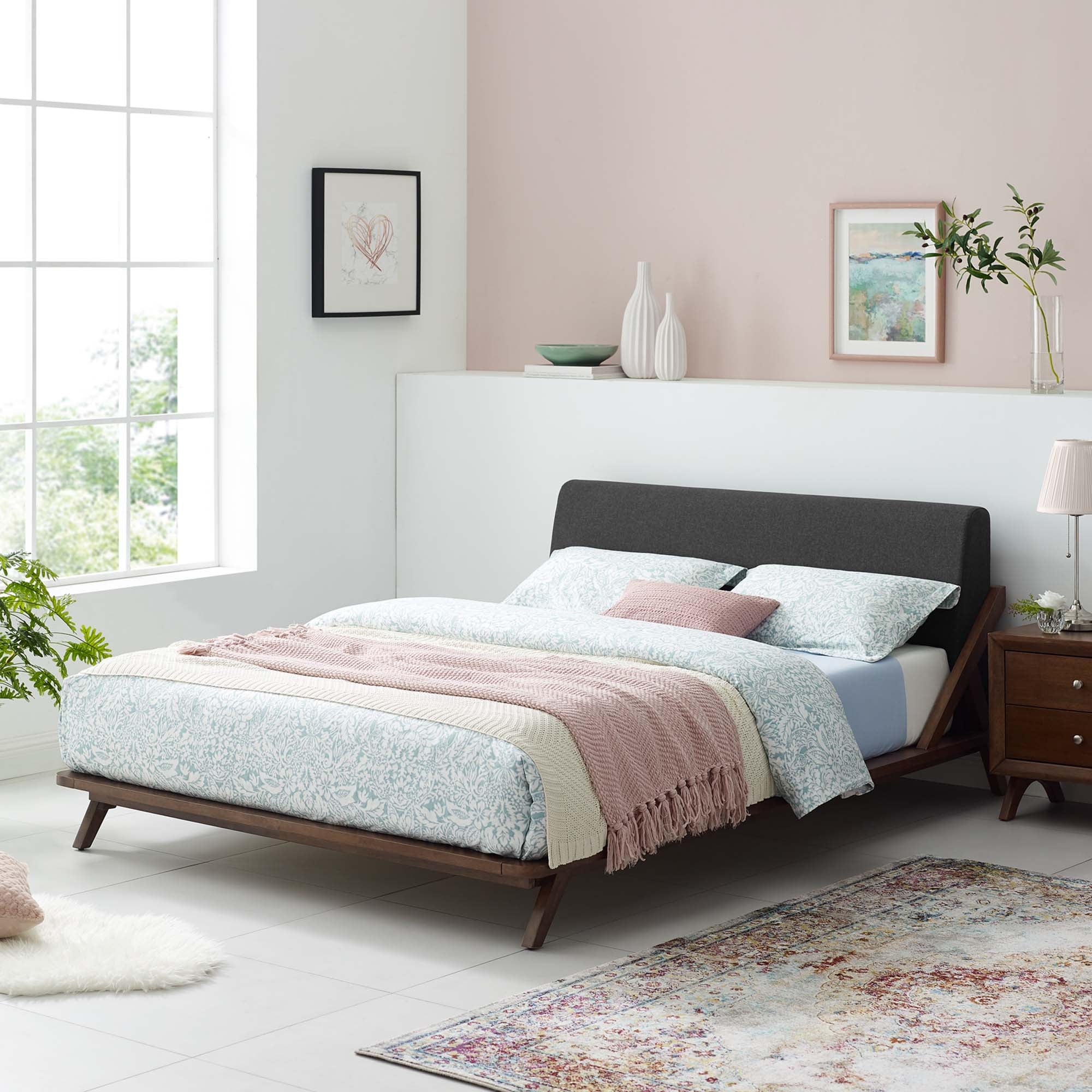 Luella Upholstered Fabric Queen Platform Bed - Image 18