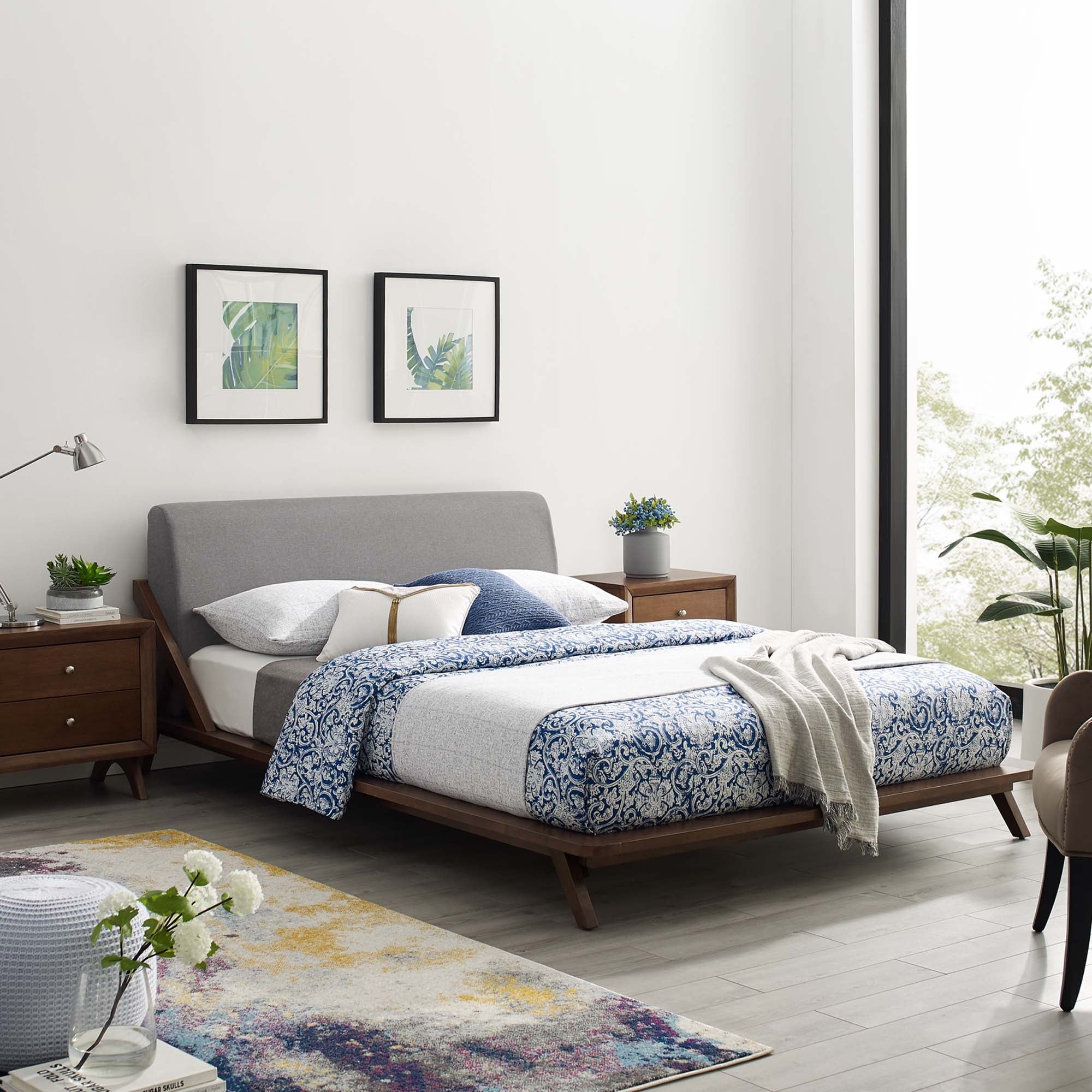 Luella Upholstered Fabric Queen Platform Bed - Image 24