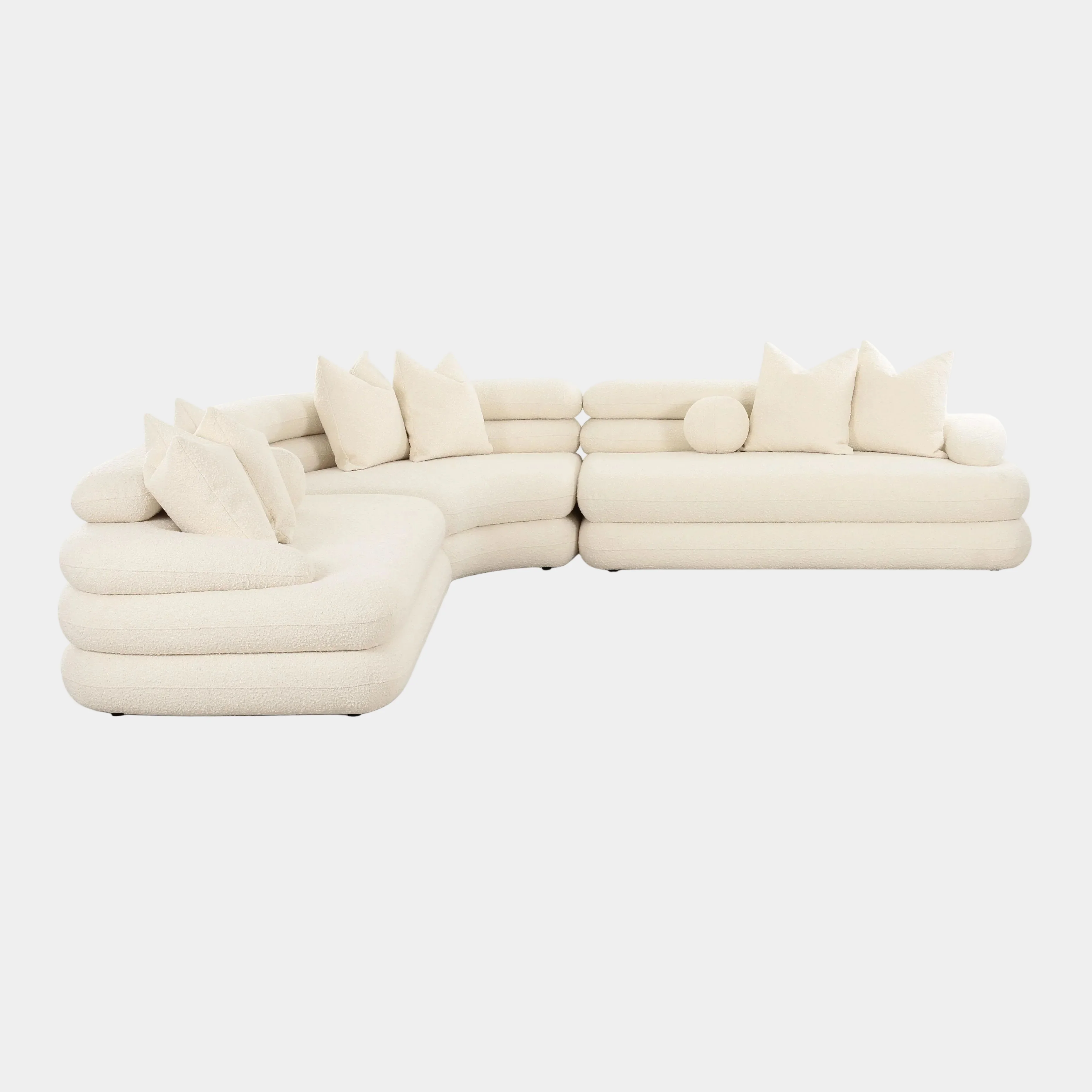 Lulu 3-Piece Cream Performance Boucle Modular Curved L-Sectional