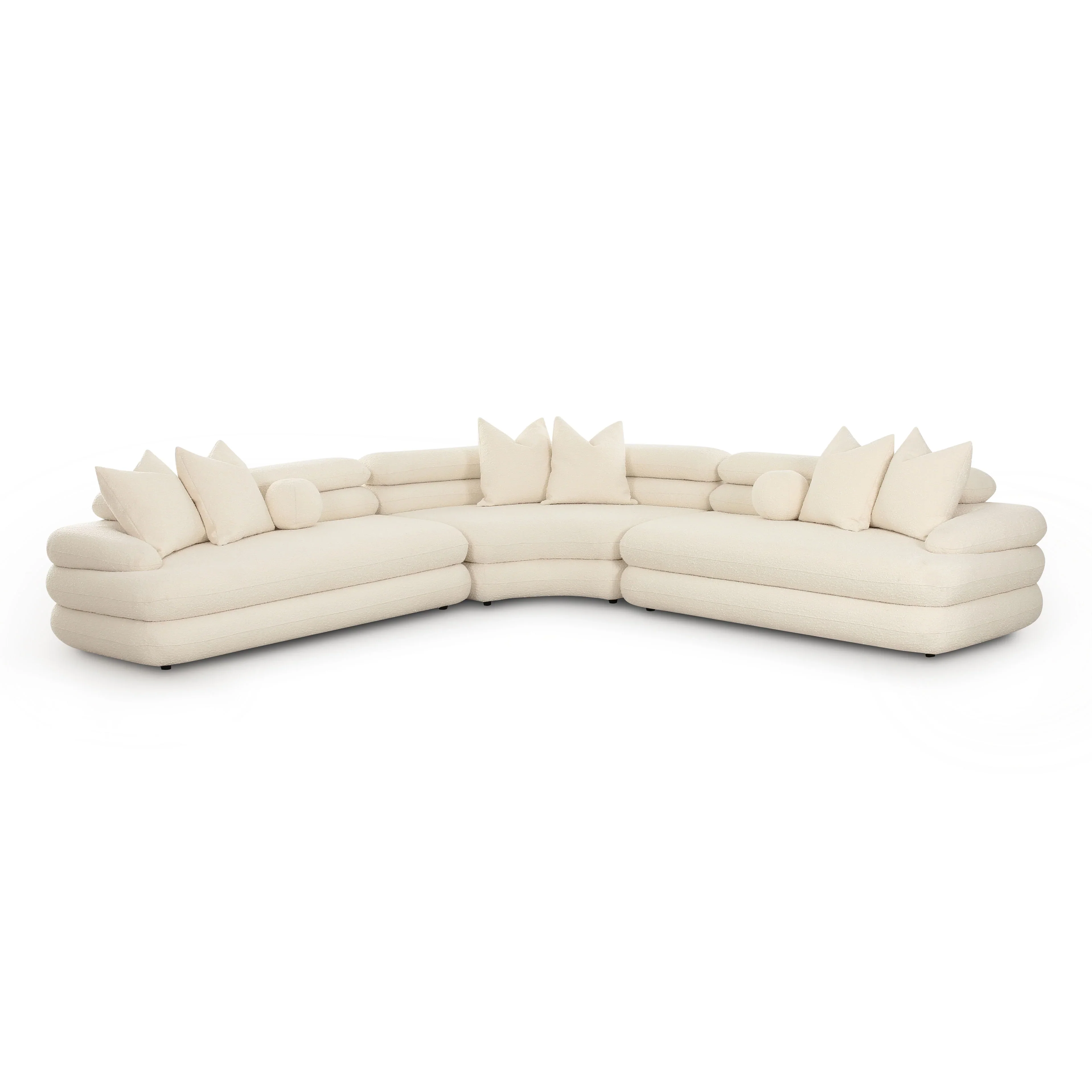 Lulu 3-Piece Cream Performance Boucle Modular Curved L-Sectional - Image 3