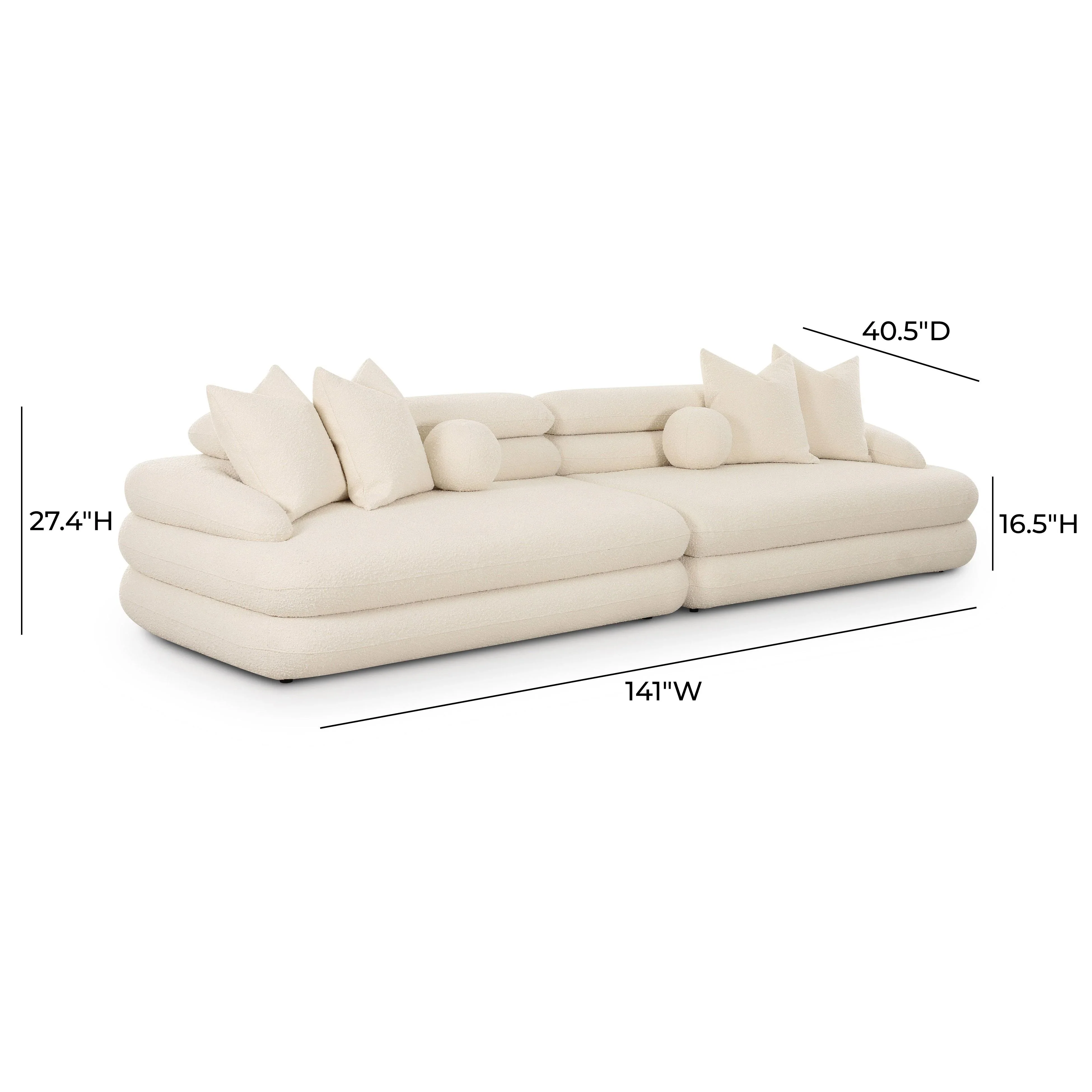 Lulu 141" Cream Performance Boucle Sofa - Image 6