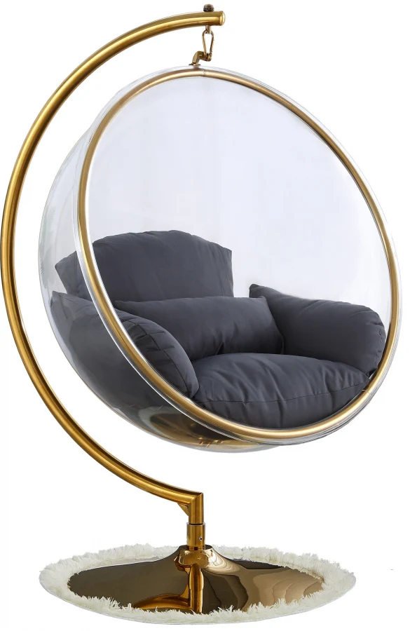 Luna Acrylic And Fabric Upholstered Swing Bubble Accent Chair - Image 10