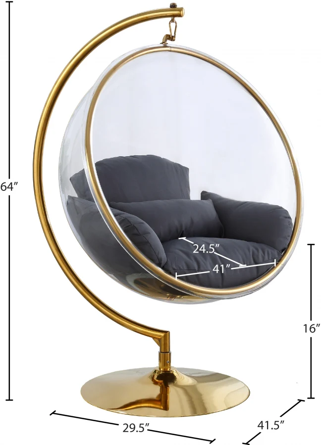 Luna Acrylic And Fabric Upholstered Swing Bubble Accent Chair - Image 13