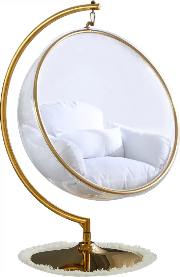 Luna Acrylic And Fabric Upholstered Swing Bubble Accent Chair - Image 17