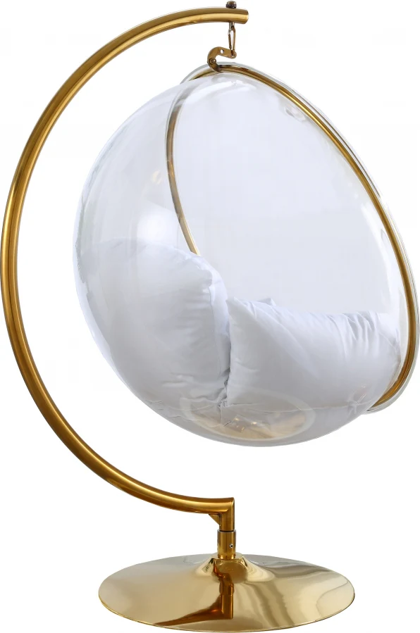Luna Acrylic And Fabric Upholstered Swing Bubble Accent Chair - Image 18