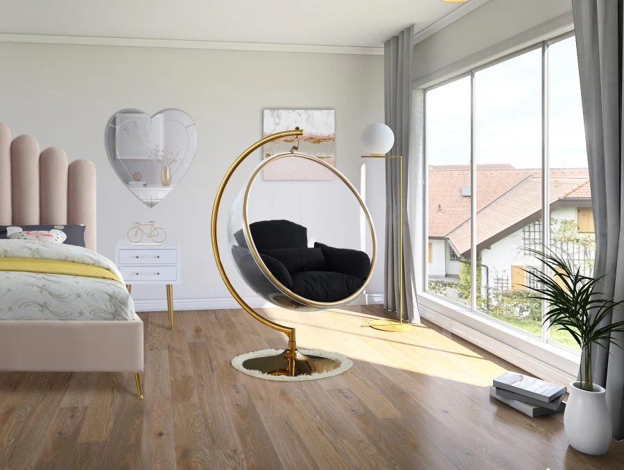 Luna Acrylic And Fabric Upholstered Swing Bubble Accent Chair - Image 2
