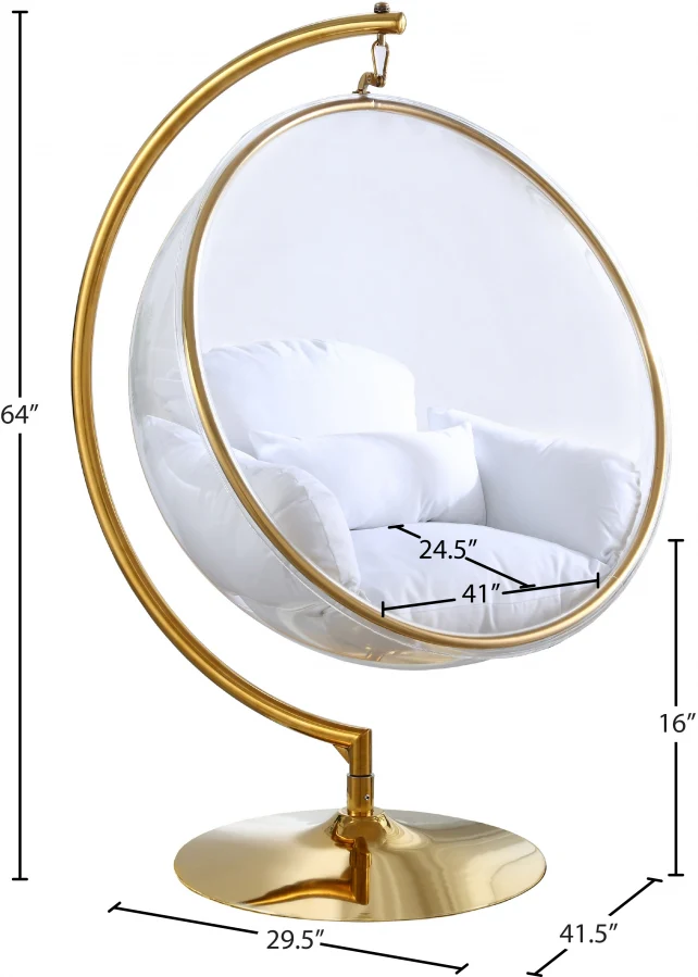 Luna Acrylic And Fabric Upholstered Swing Bubble Accent Chair - Image 20