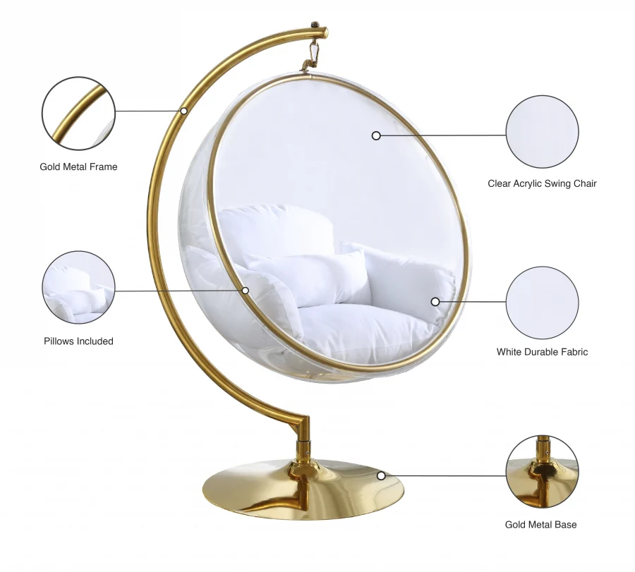 Luna Acrylic And Fabric Upholstered Swing Bubble Accent Chair - Image 21
