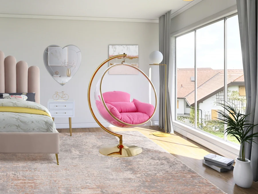 Luna Acrylic And Fabric Upholstered Swing Bubble Accent Chair - Image 23