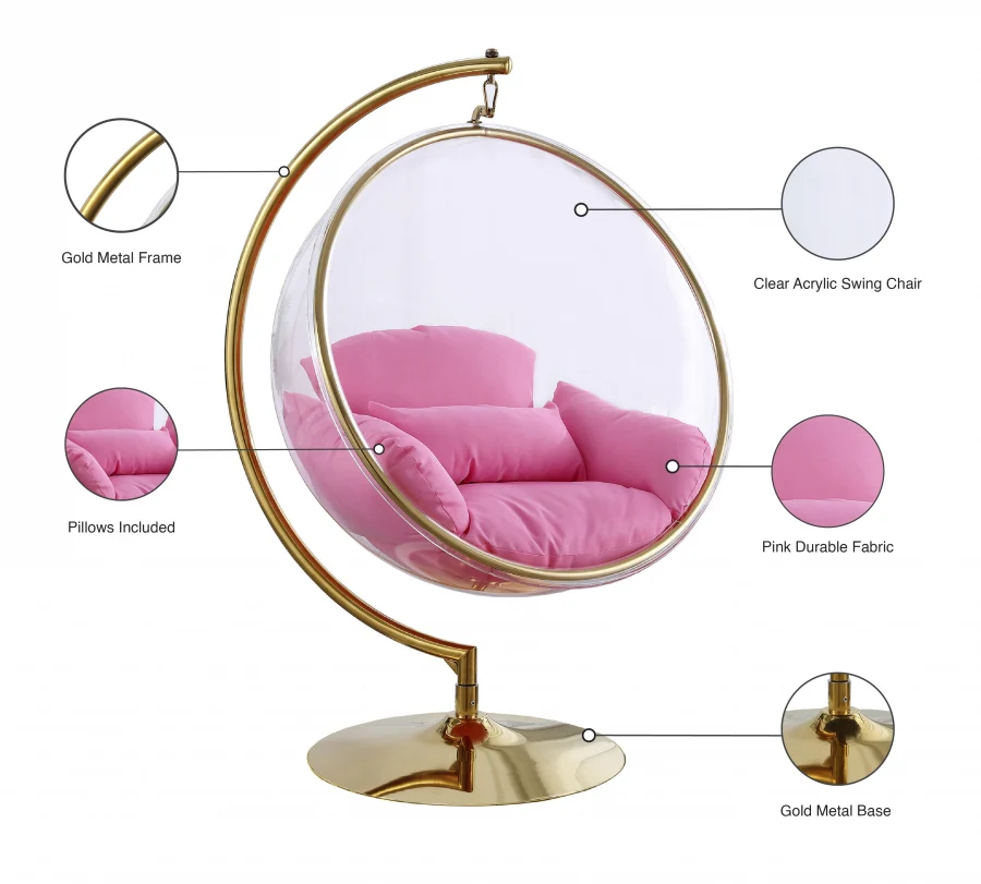 Luna Acrylic And Fabric Upholstered Swing Bubble Accent Chair - Image 27