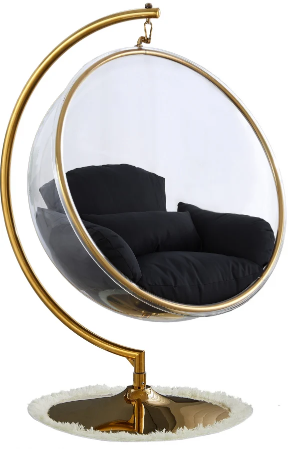 Luna Acrylic And Fabric Upholstered Swing Bubble Accent Chair - Image 3