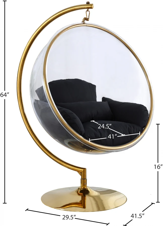 Luna Acrylic And Fabric Upholstered Swing Bubble Accent Chair - Image 6