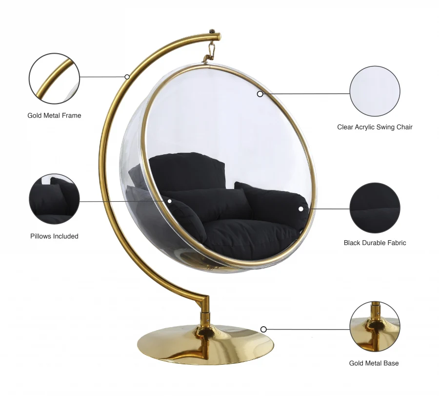 Luna Acrylic And Fabric Upholstered Swing Bubble Accent Chair - Image 7