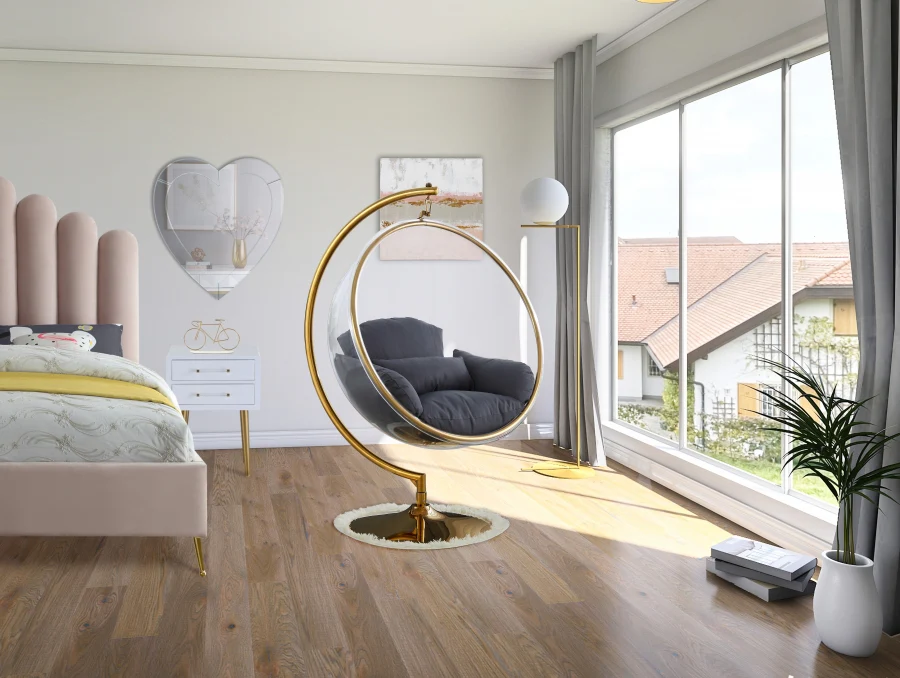 Luna Acrylic And Fabric Upholstered Swing Bubble Accent Chair - Image 9