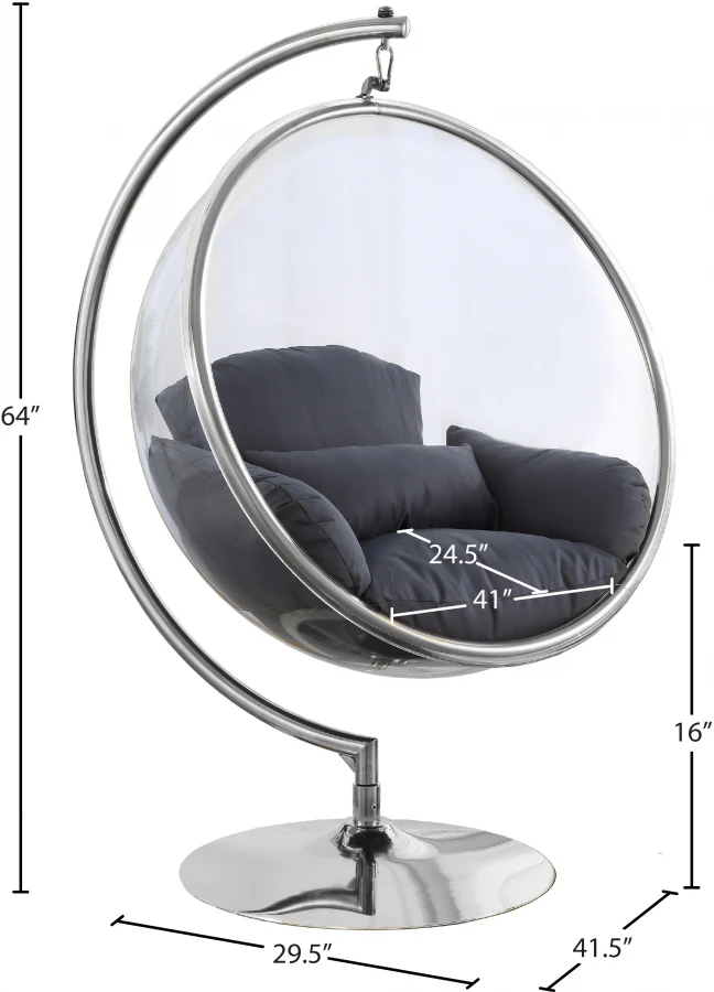 Luna Acrylic And Fabric Upholstered Swing Bubble Accent Chair - Image 12