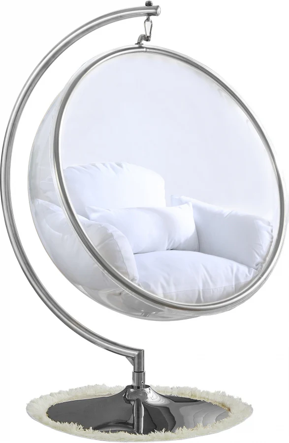 Luna Acrylic And Fabric Upholstered Swing Bubble Accent Chair - Image 16