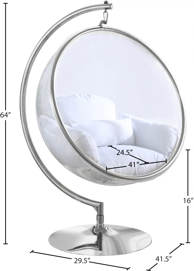 Luna Acrylic And Fabric Upholstered Swing Bubble Accent Chair - Image 19