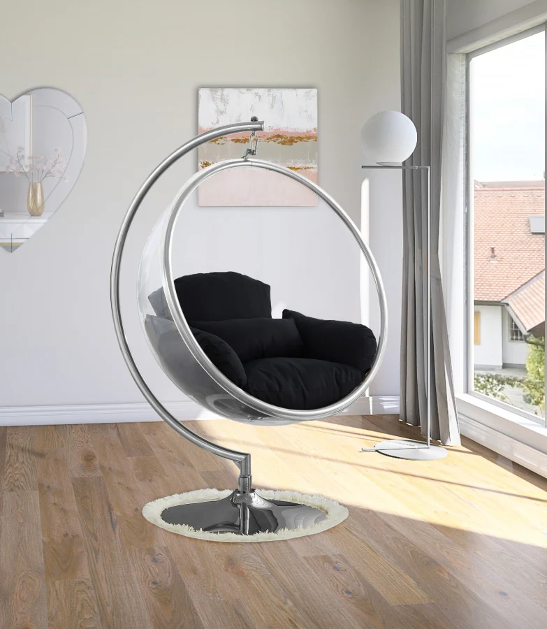 Luna Acrylic And Fabric Upholstered Swing Bubble Accent Chair - Image 2