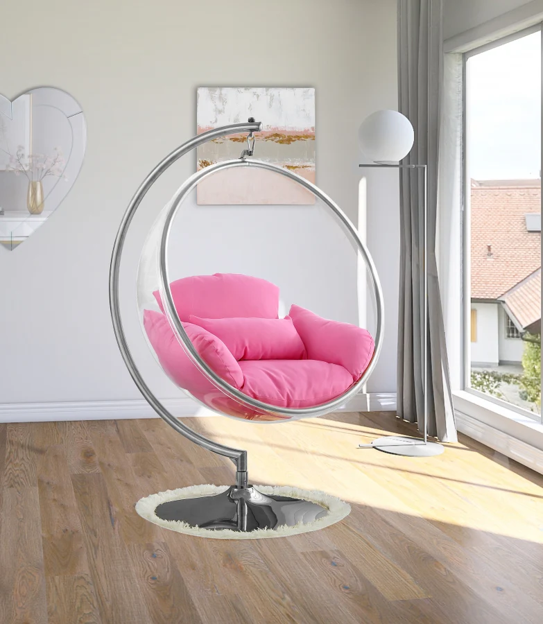 Luna Acrylic And Fabric Upholstered Swing Bubble Accent Chair - Image 22