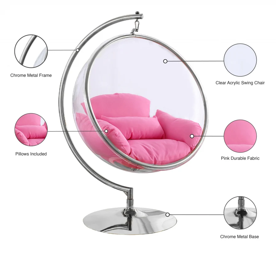 Luna Acrylic And Fabric Upholstered Swing Bubble Accent Chair - Image 27