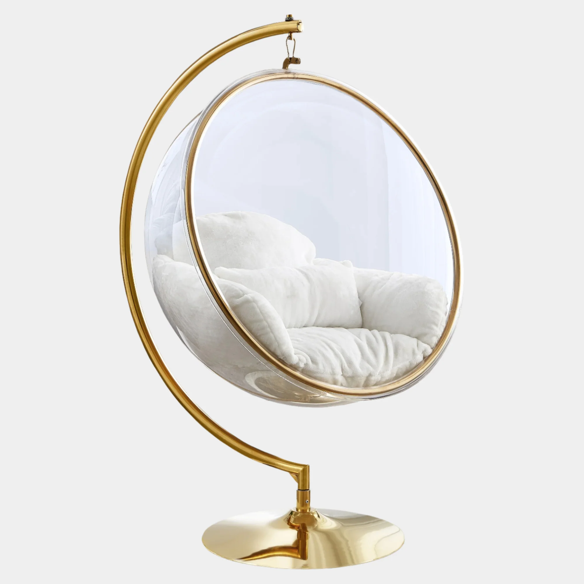 Luna Acrylic And Faux Fur Upholstered Swing Bubble Accent Chair