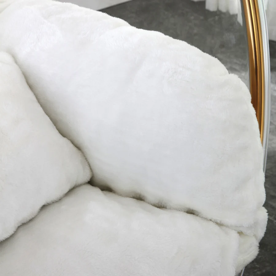 Luna Acrylic And Faux Fur Upholstered Swing Bubble Accent Chair - Image 6