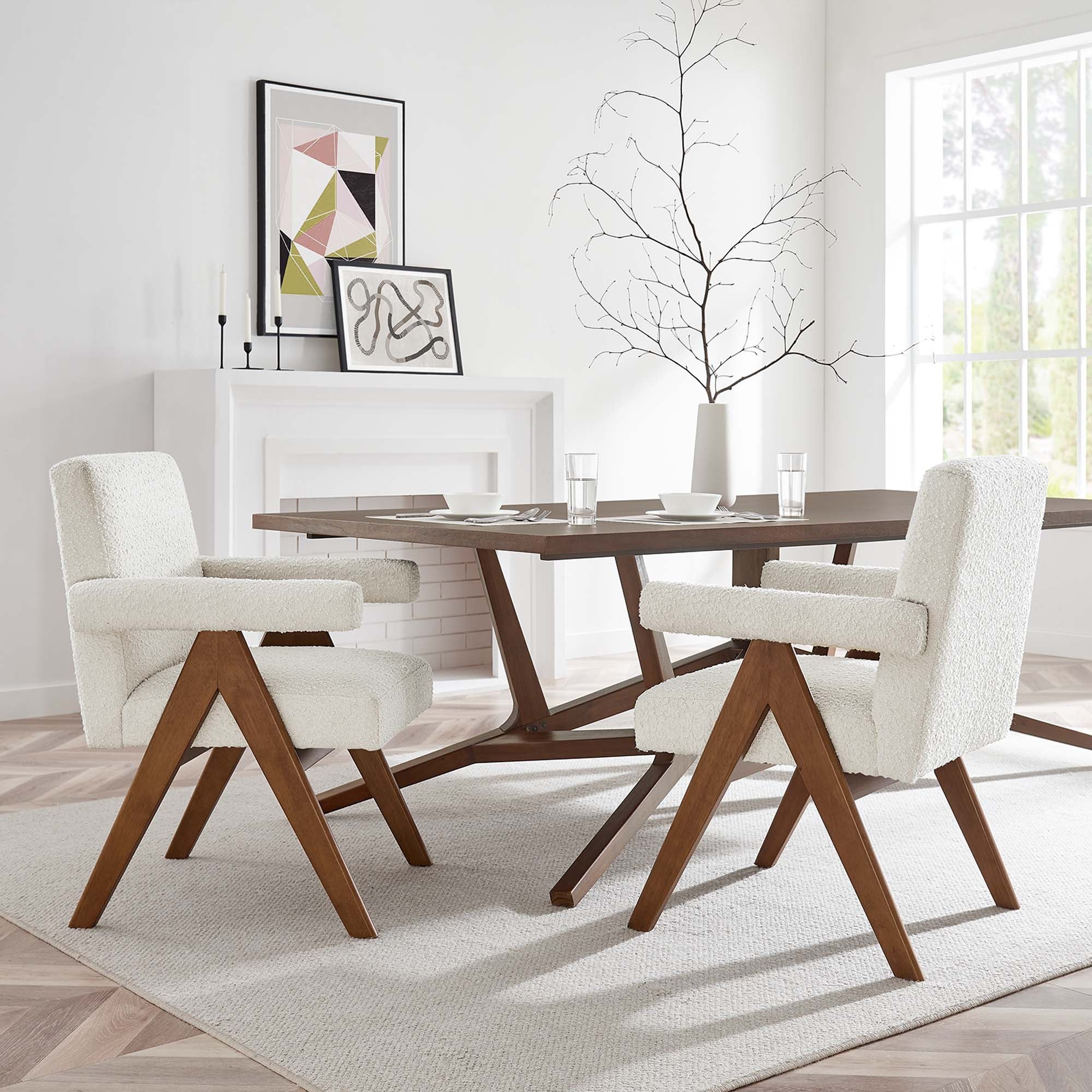 Lyra Boucle Fabric Dining Room Chair Set of 2 - Image 2