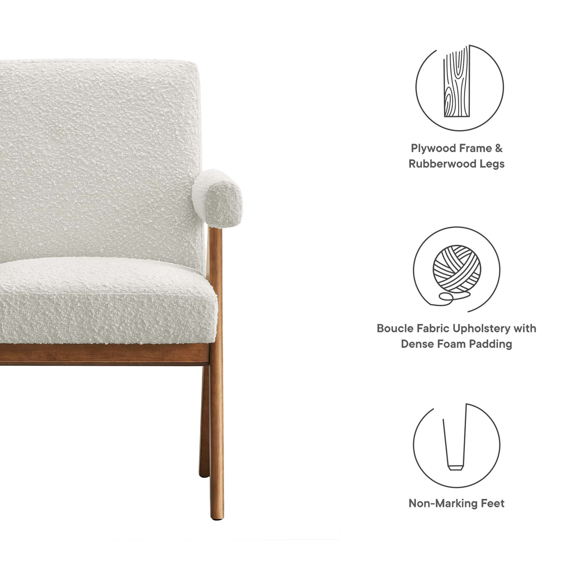 Lyra Boucle Fabric Dining Room Chair Set of 2 - Image 9
