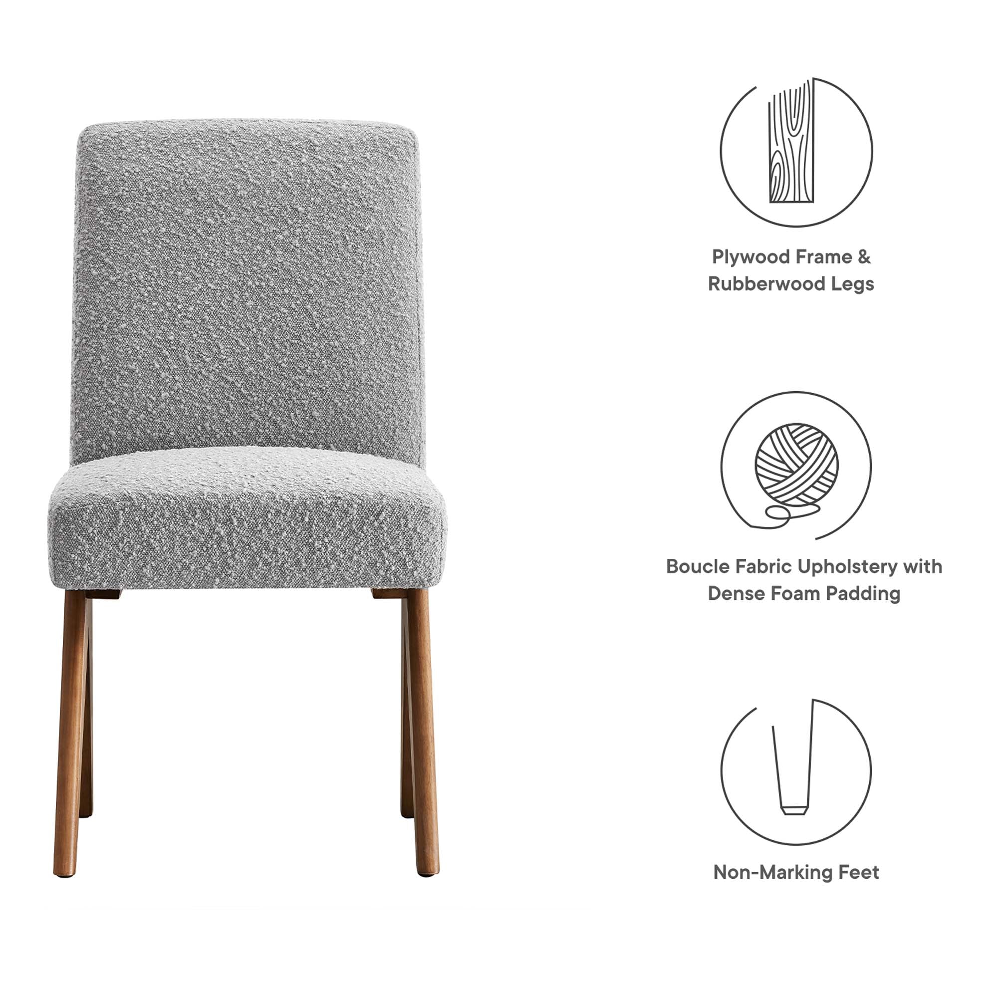 Lyra Boucle Fabric Dining Room Side Chair Set of 2 - Image 19