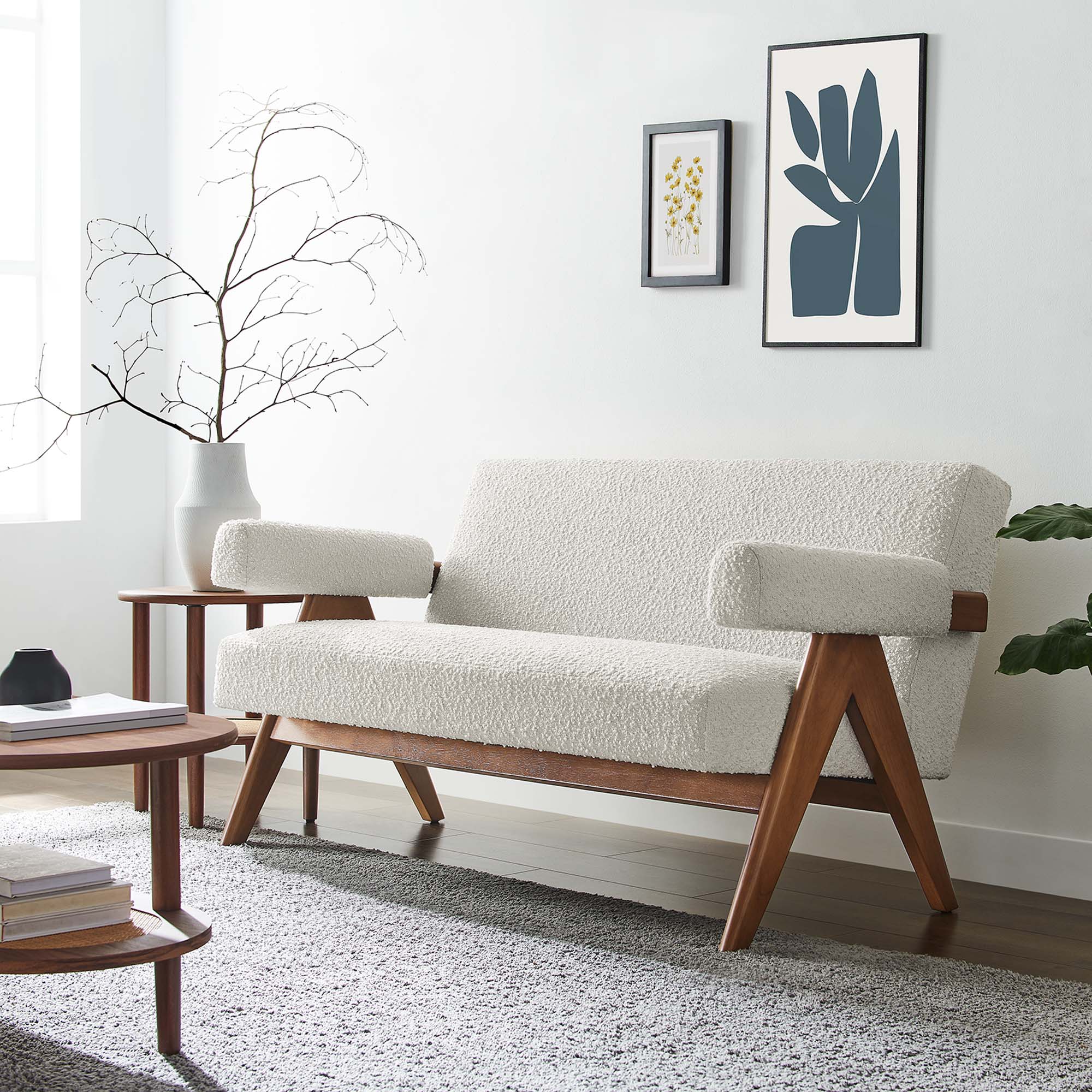 Lyra Boucle Fabric Loveseat - Image 2