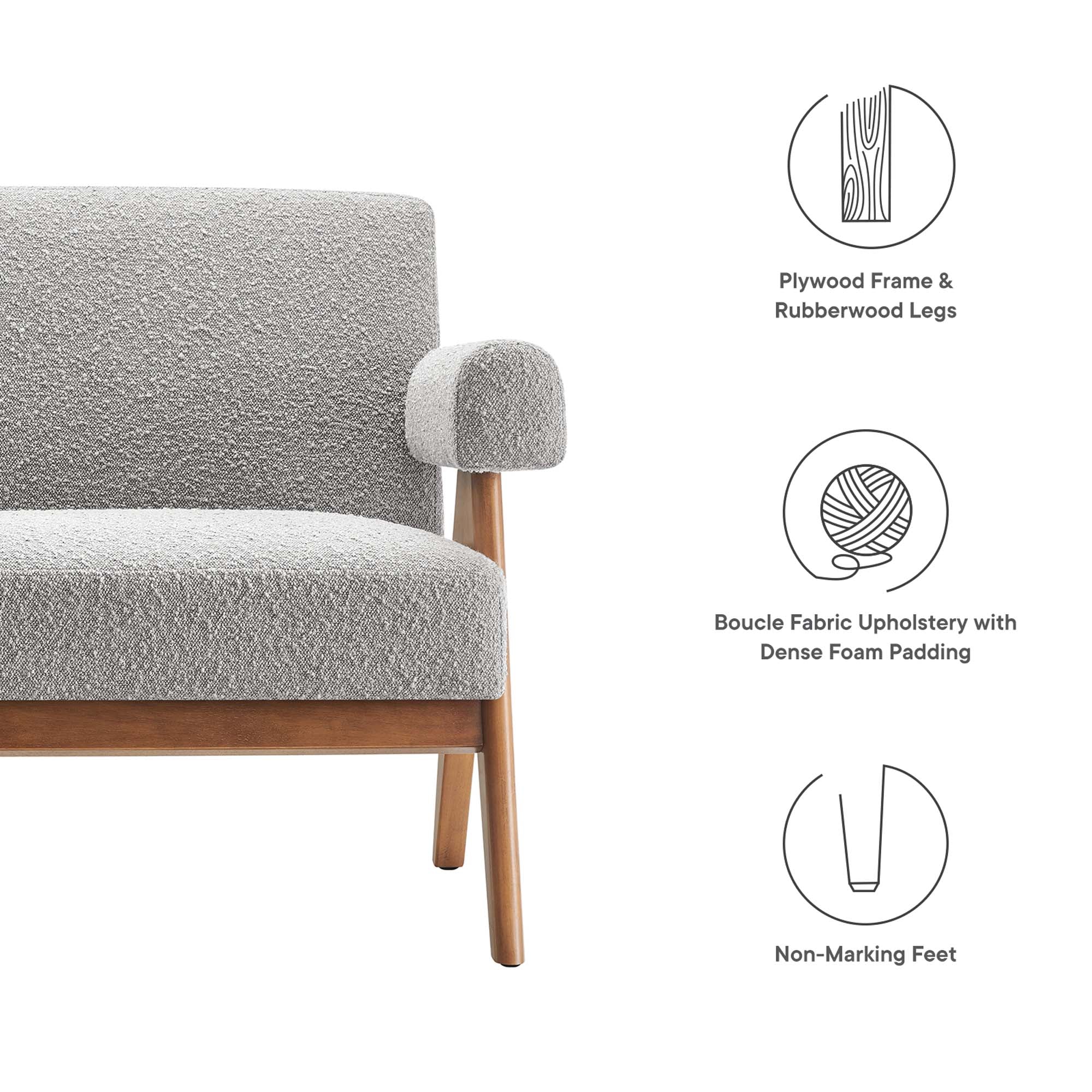 Lyra Boucle Fabric Loveseat - Image 26