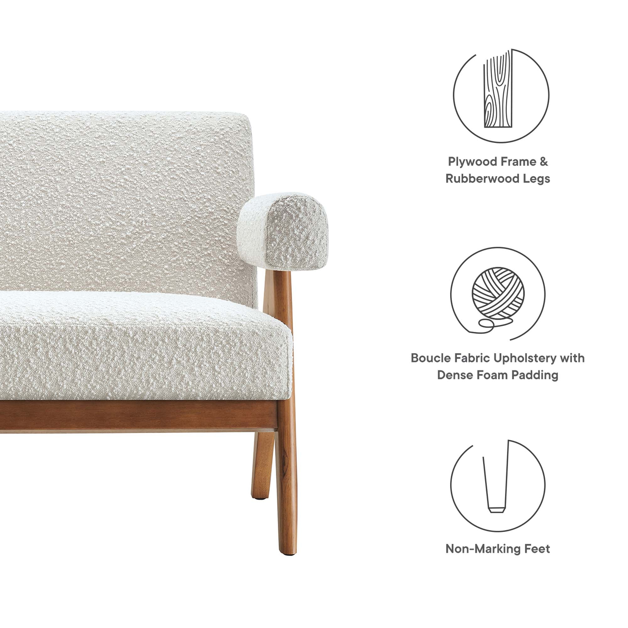 Lyra Boucle Fabric Loveseat - Image 8