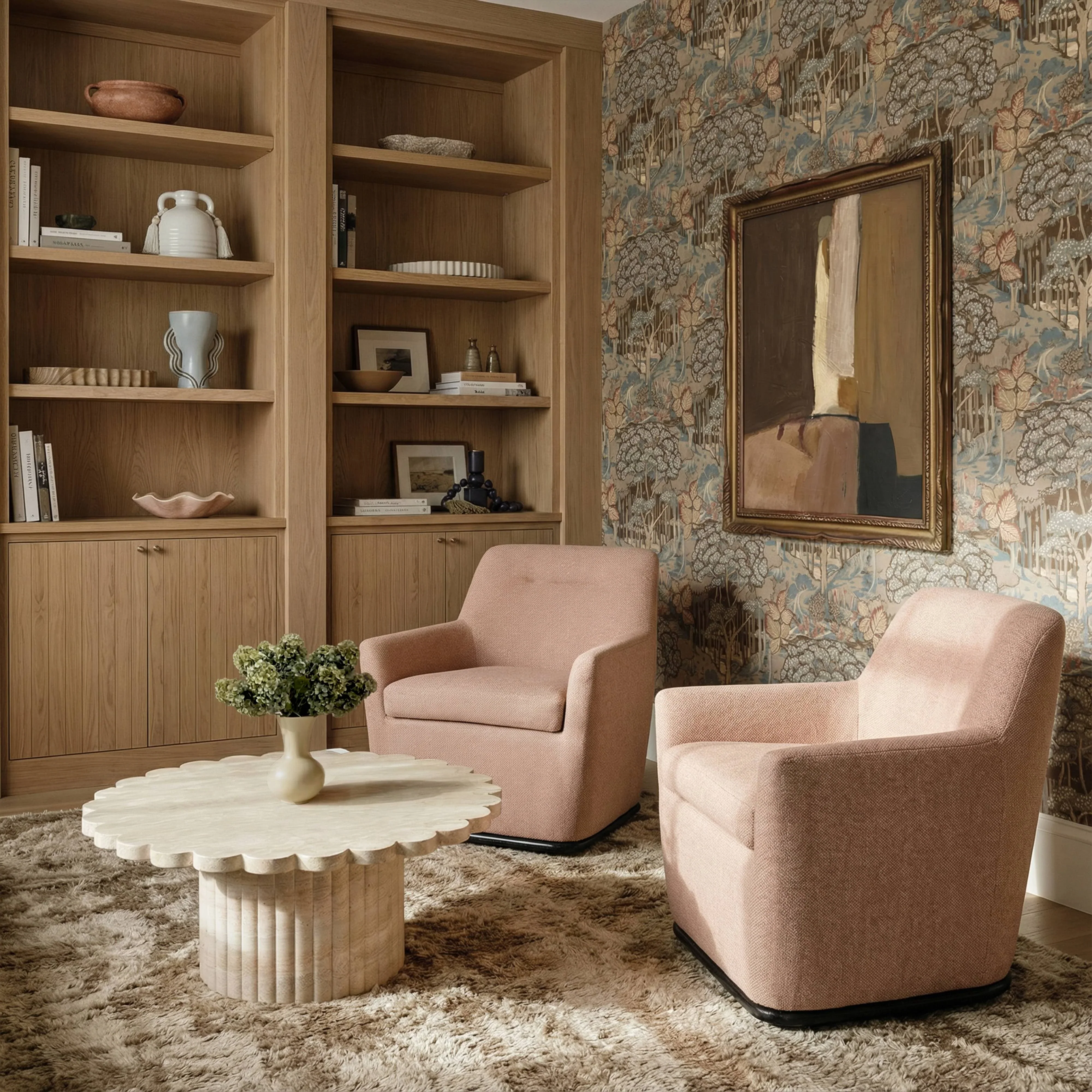 Mado Peach Textured Contract-Grade Fabric Swivel Accent Chair - Image 2