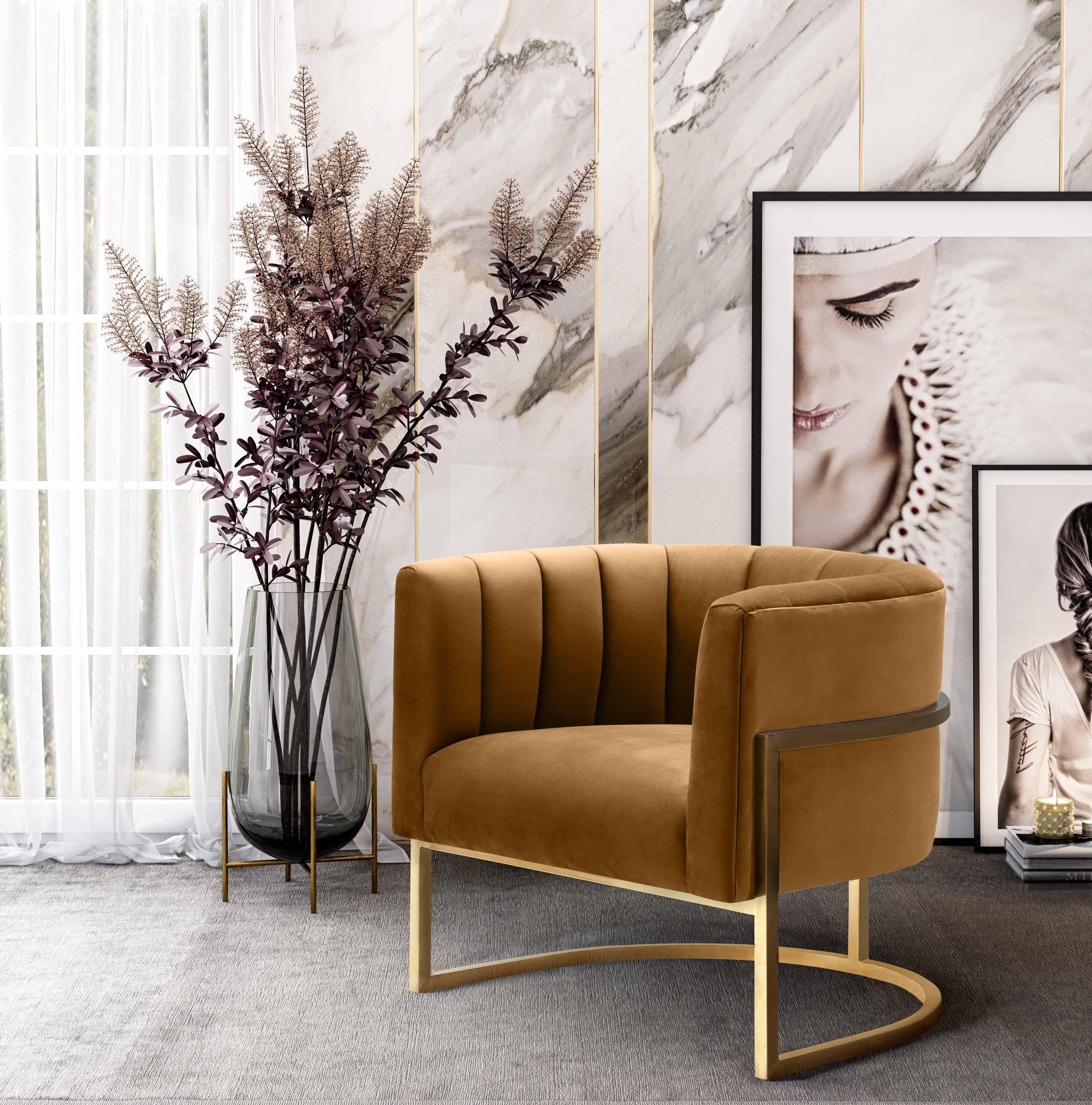 Magnolia Performance Velvet Accent Chair - Gold Base - Image 14