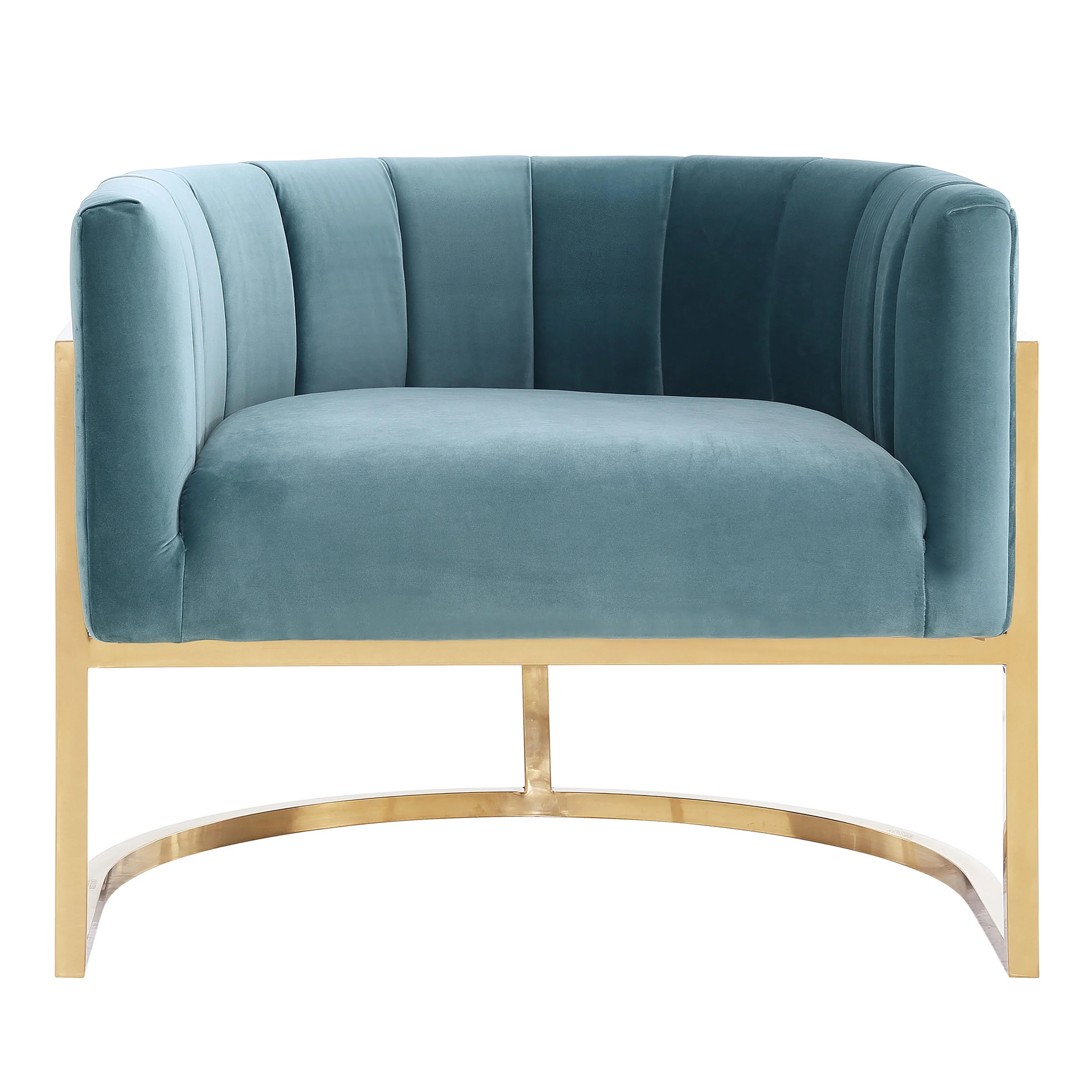 Magnolia Performance Velvet Accent Chair - Gold Base - Image 3