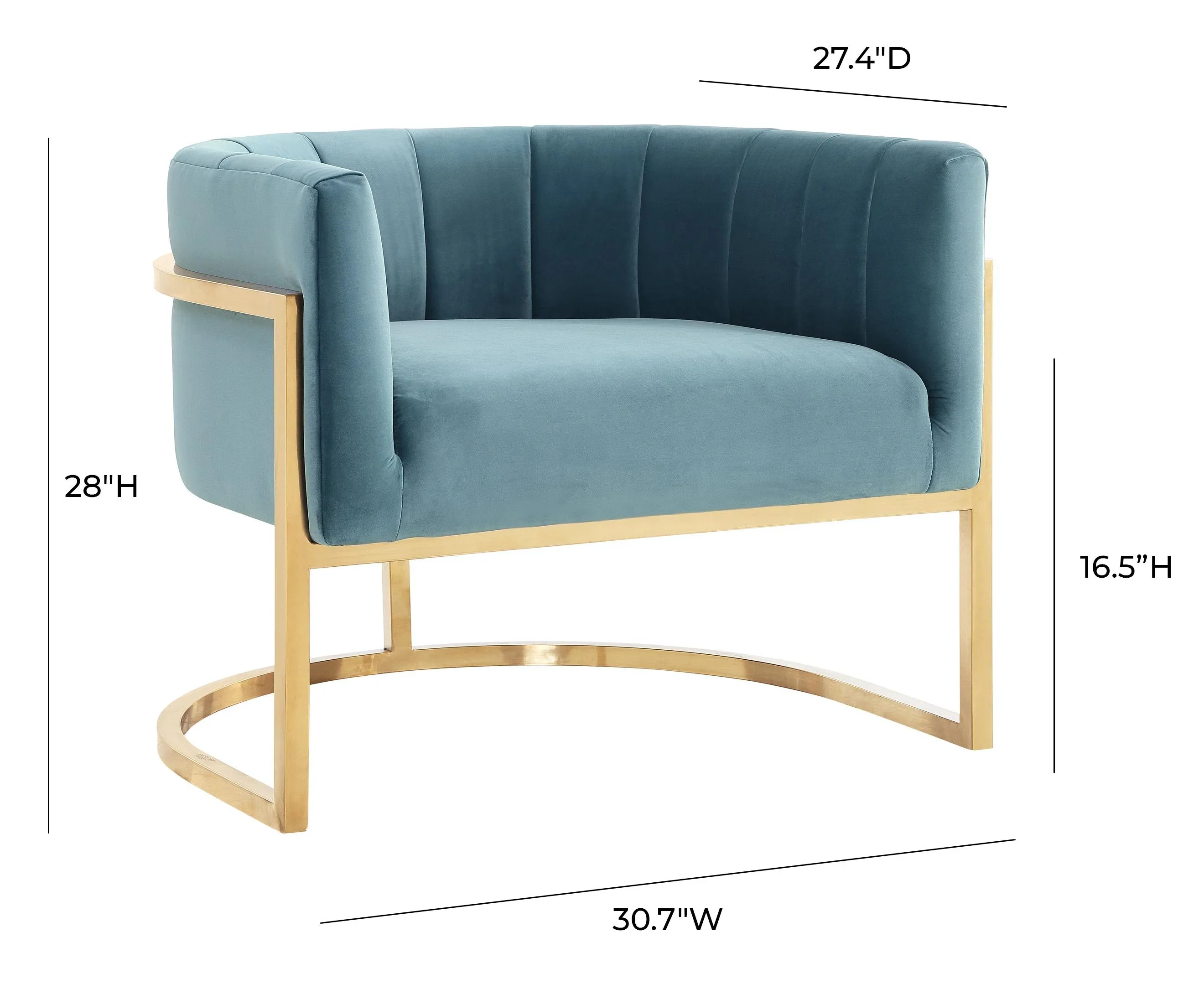 Magnolia Performance Velvet Accent Chair - Gold Base - Image 6